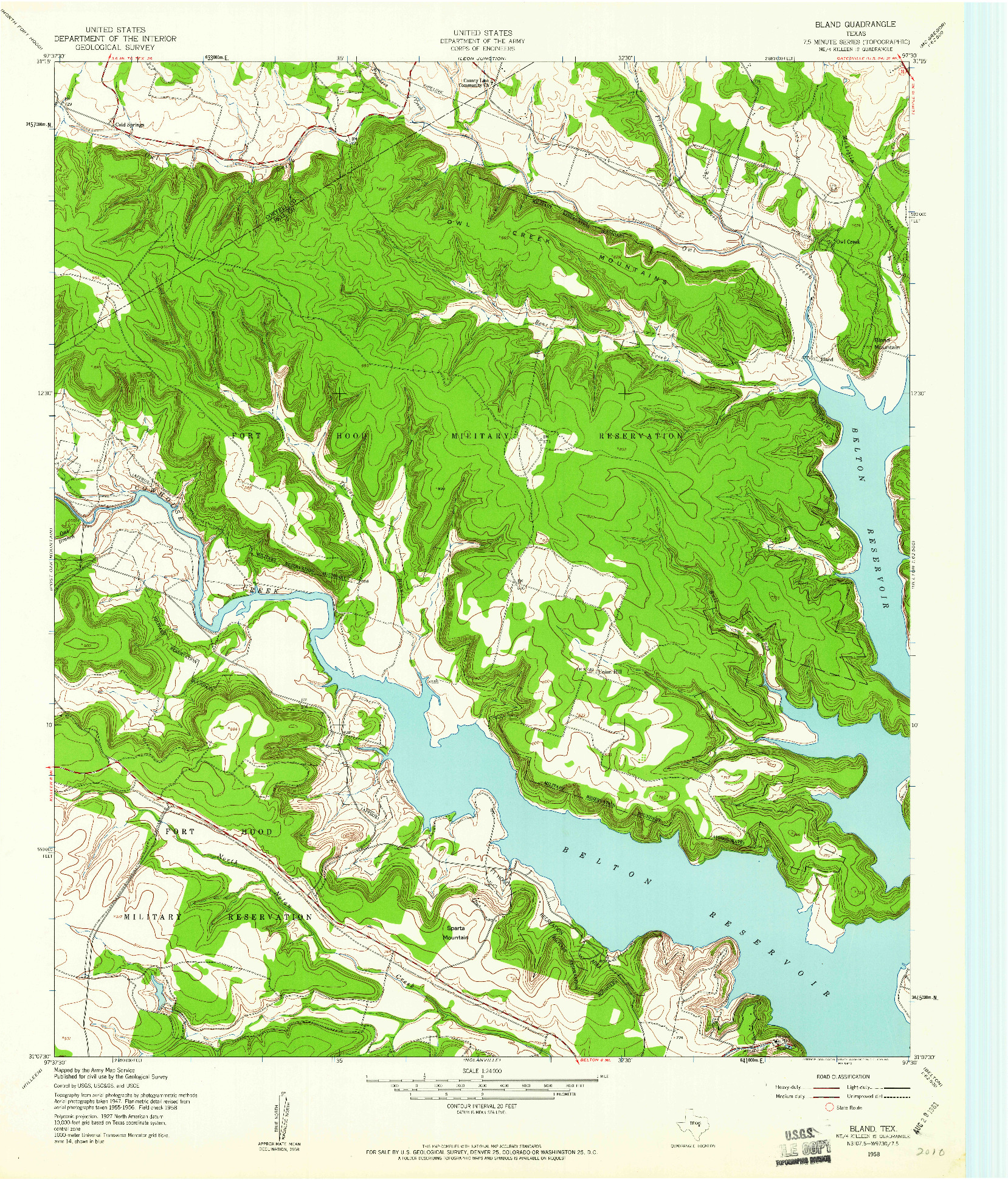 USGS 1:24000-SCALE QUADRANGLE FOR BLAND, TX 1958