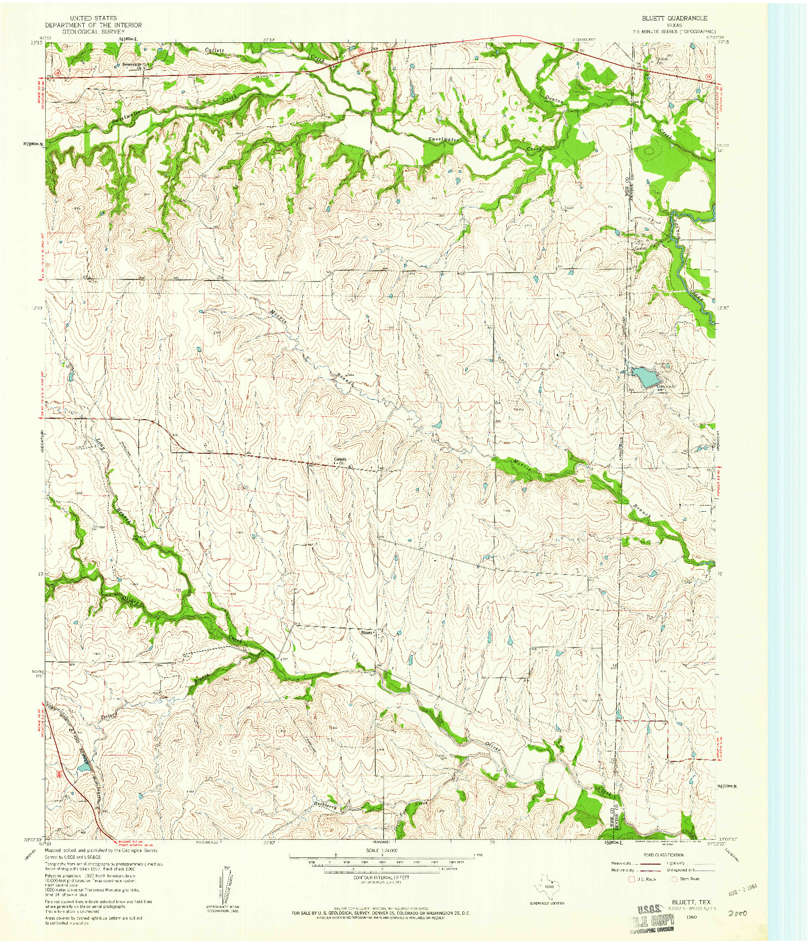 USGS 1:24000-SCALE QUADRANGLE FOR BLUETT, TX 1960