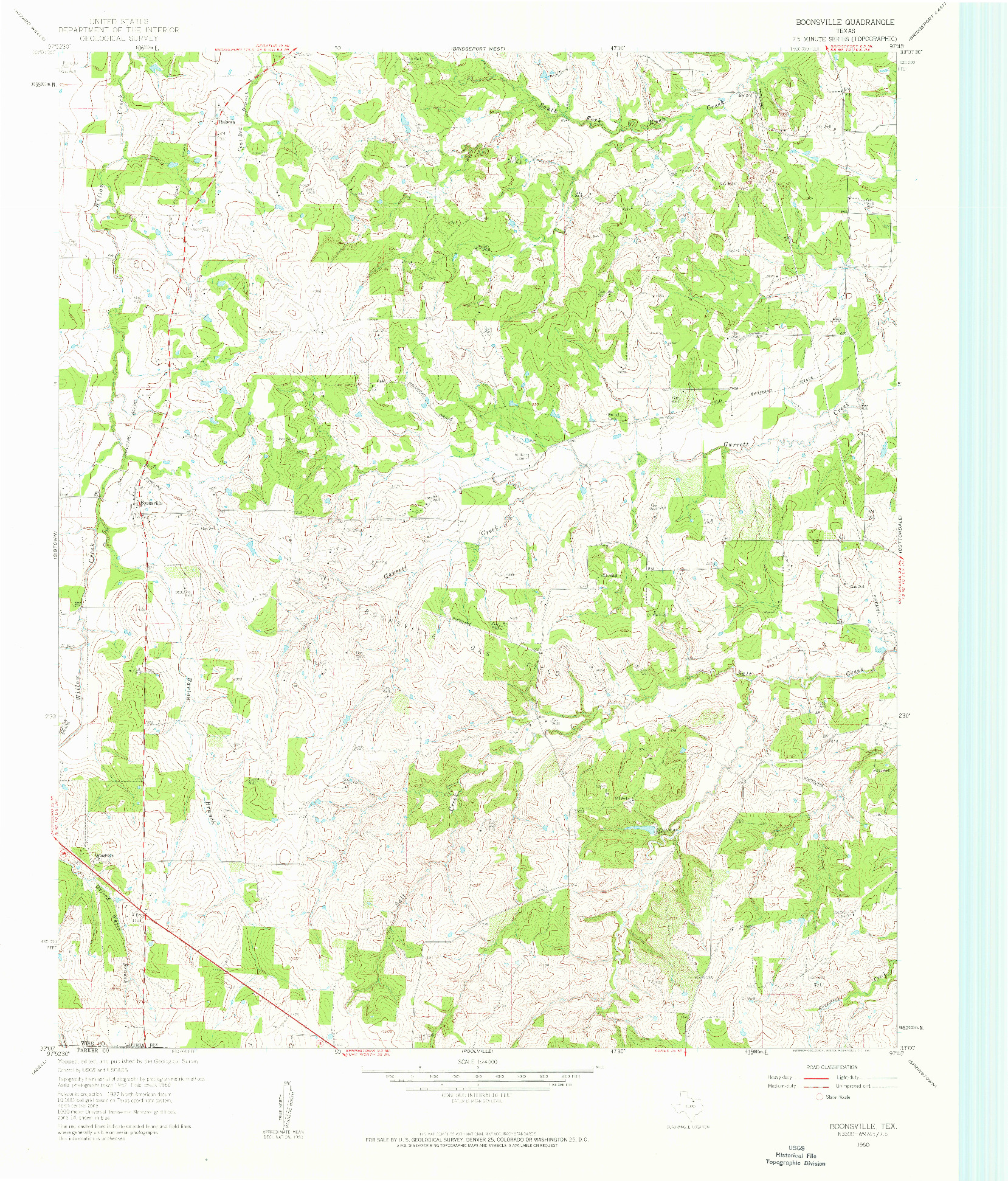 USGS 1:24000-SCALE QUADRANGLE FOR BOONSVILLE, TX 1960