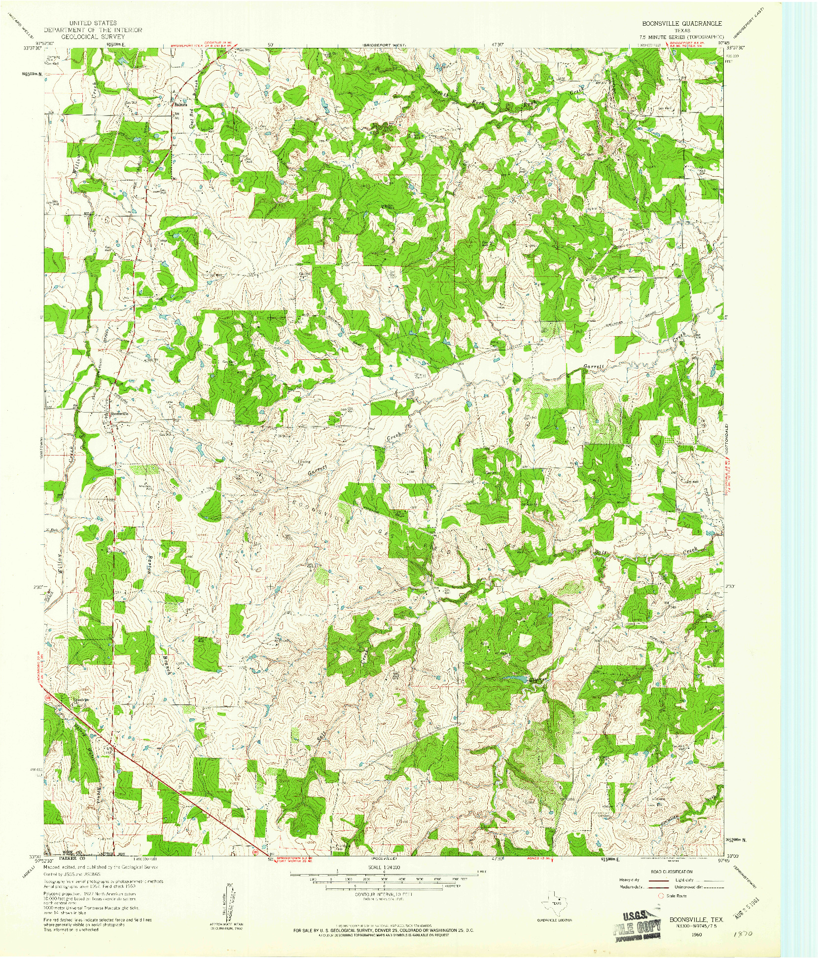 USGS 1:24000-SCALE QUADRANGLE FOR BOONSVILLE, TX 1960