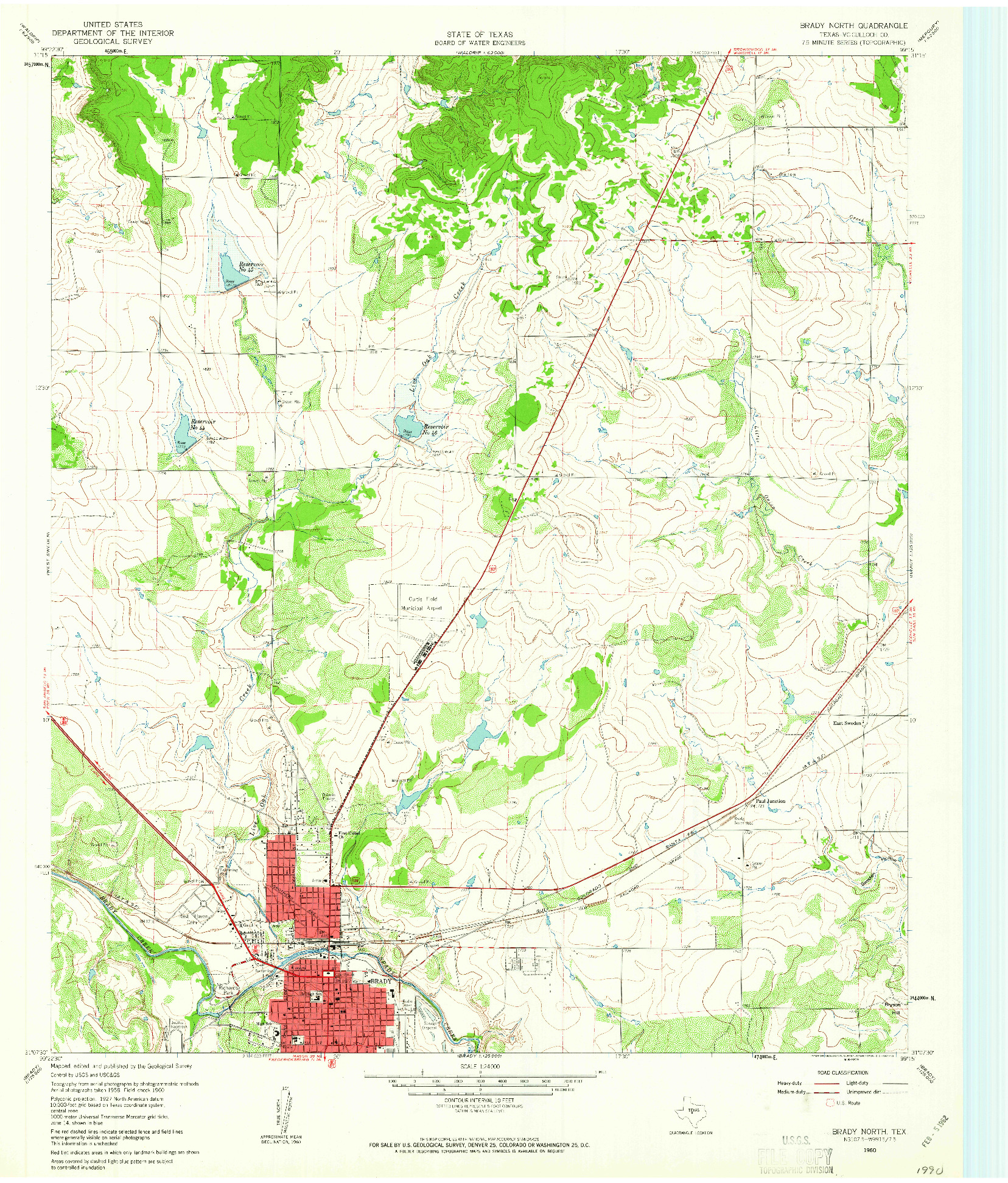 USGS 1:24000-SCALE QUADRANGLE FOR BRADY NORTH, TX 1960