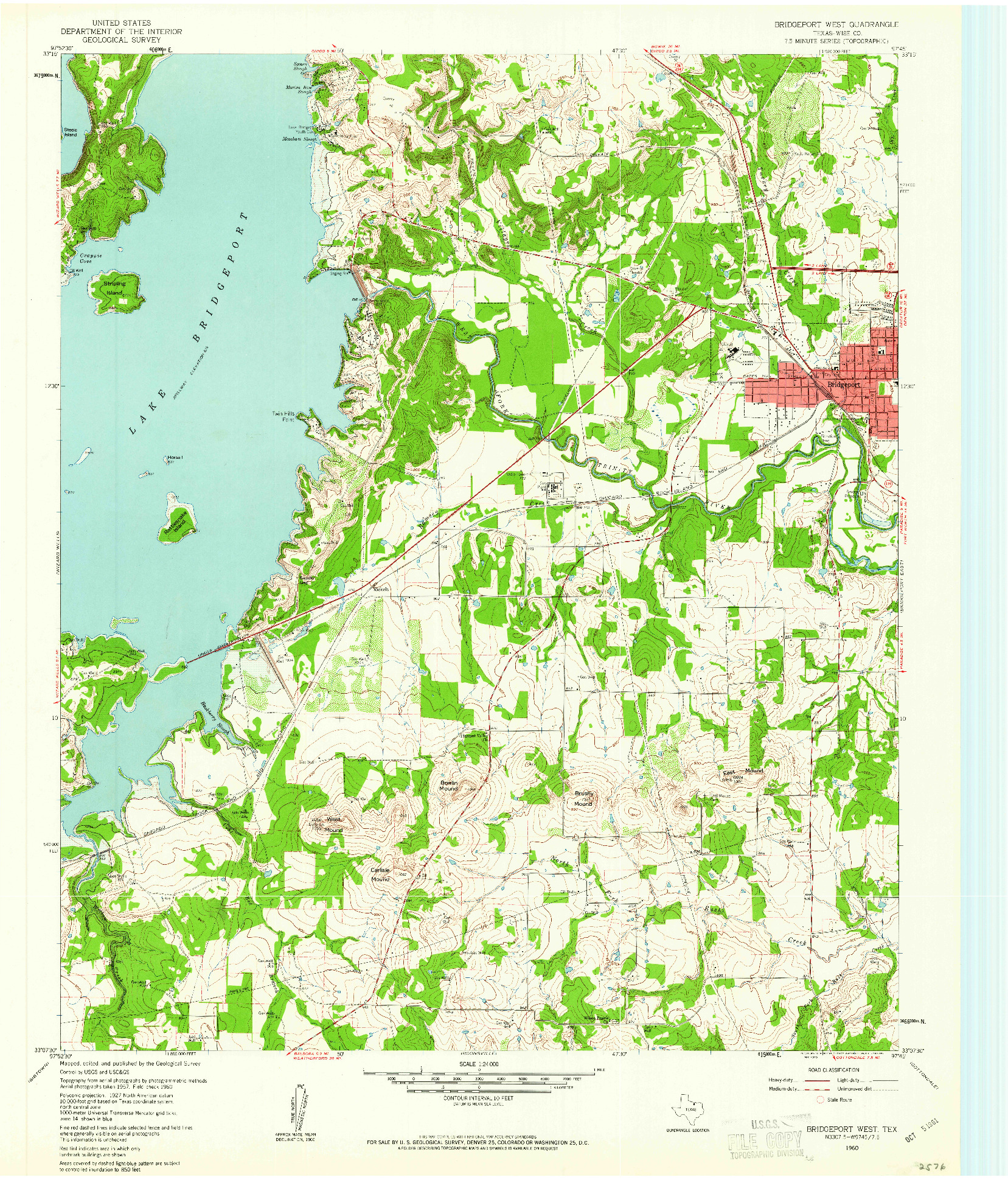 USGS 1:24000-SCALE QUADRANGLE FOR BRIDGEPORT WEST, TX 1960