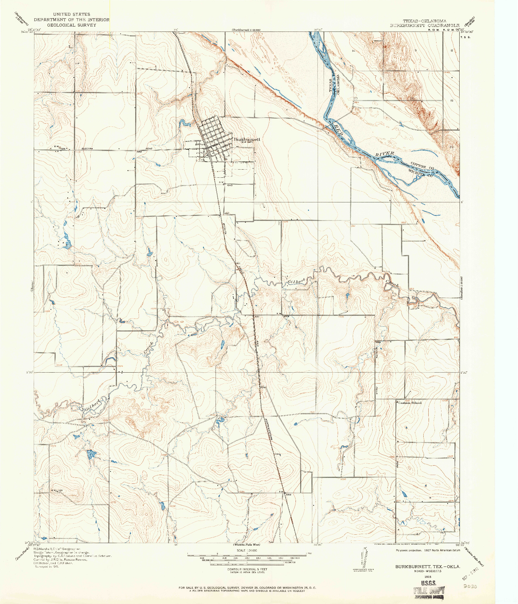 USGS 1:24000-SCALE QUADRANGLE FOR BURKBURNETT, TX 1915