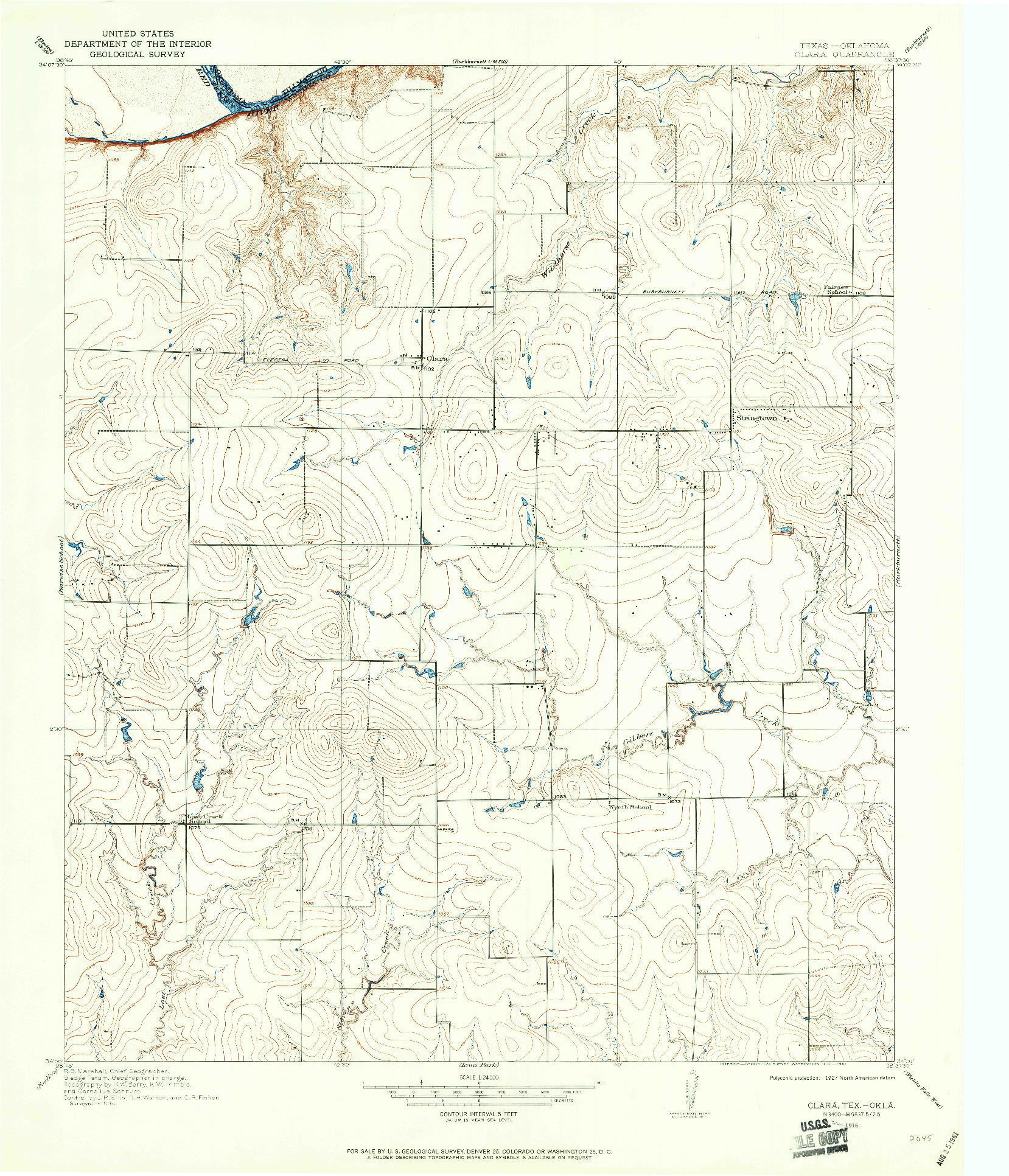 USGS 1:24000-SCALE QUADRANGLE FOR CLARA, TX 1915