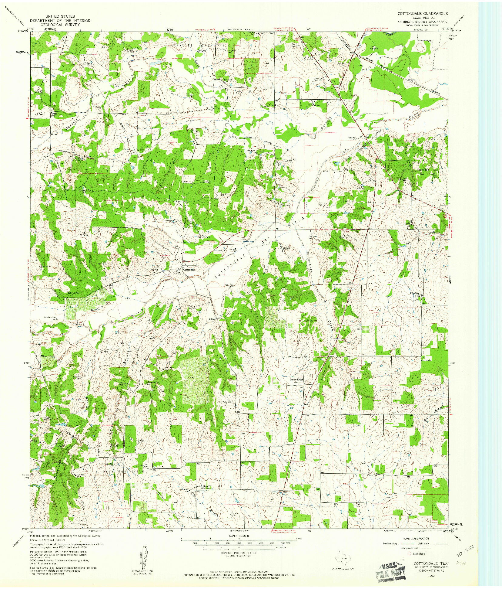 USGS 1:24000-SCALE QUADRANGLE FOR COTTONDALE, TX 1960