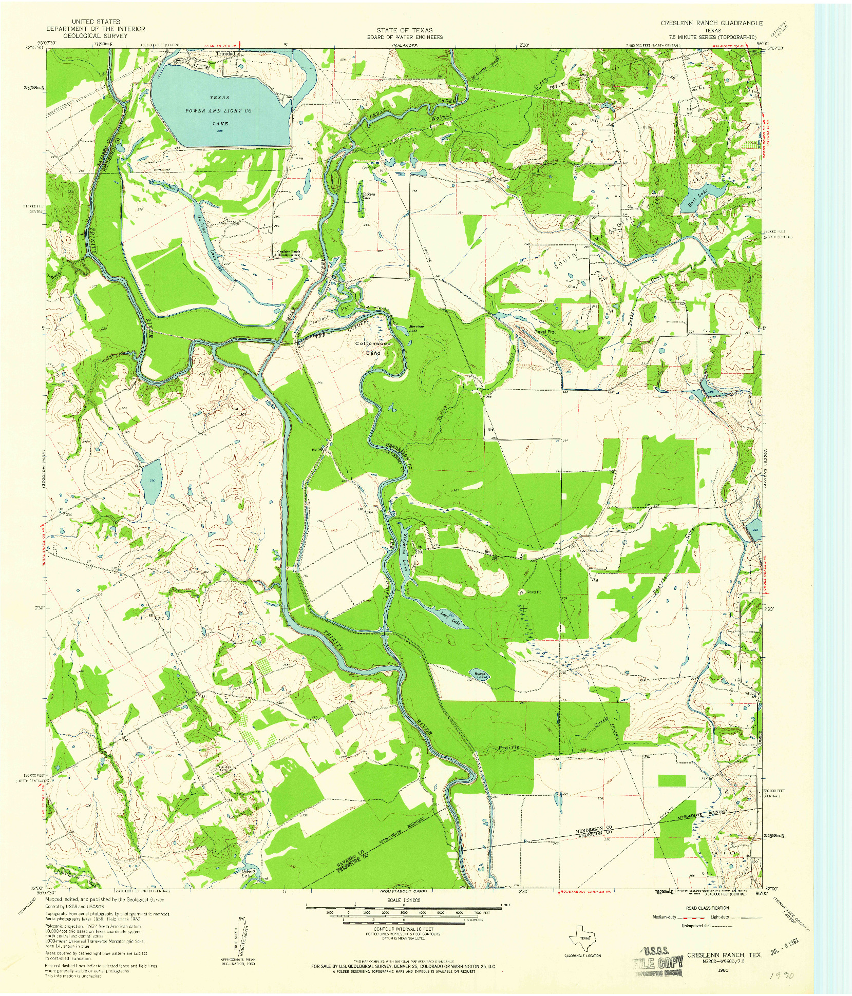USGS 1:24000-SCALE QUADRANGLE FOR CRESLENN RANCH, TX 1960