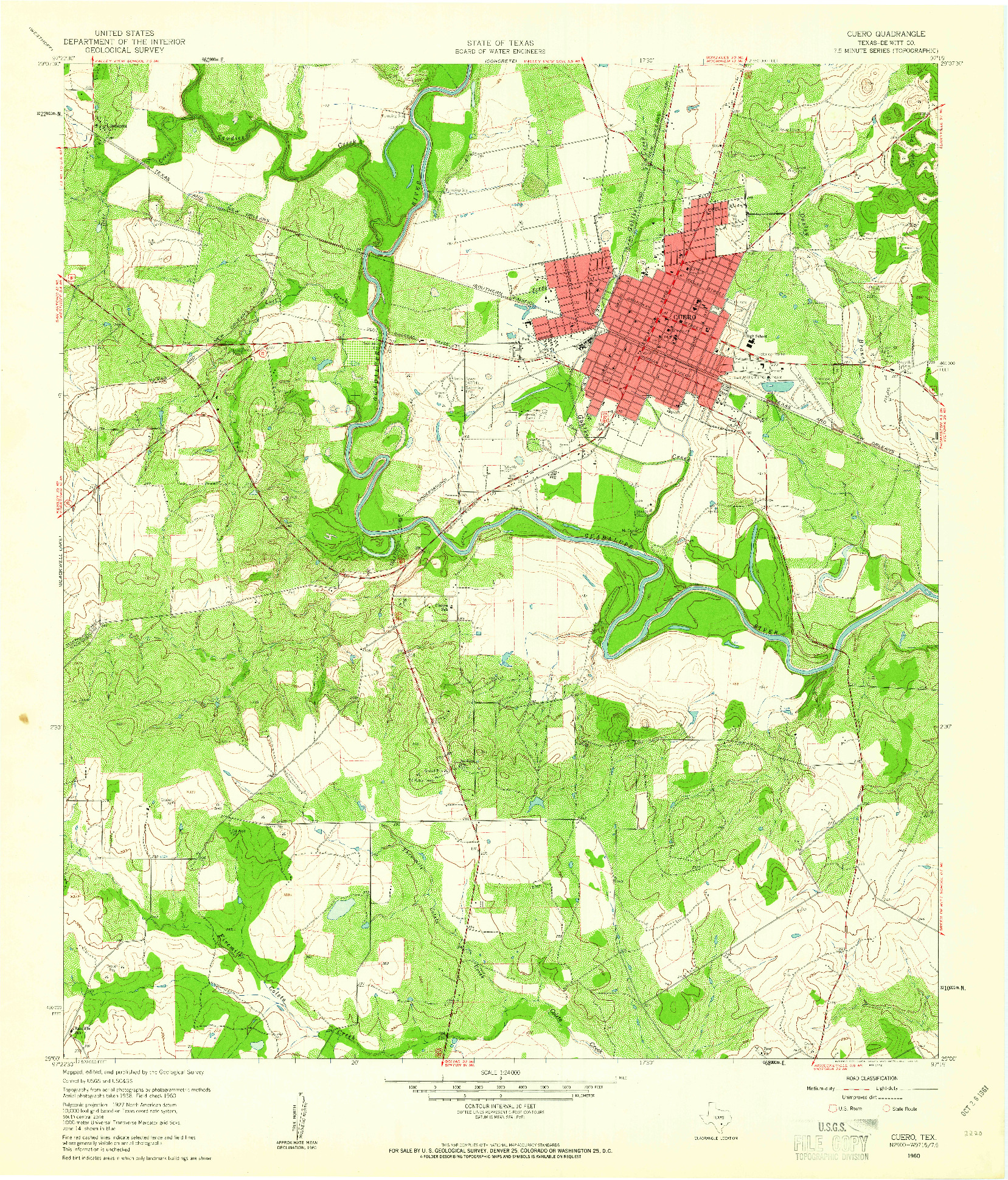 USGS 1:24000-SCALE QUADRANGLE FOR CUERO, TX 1960