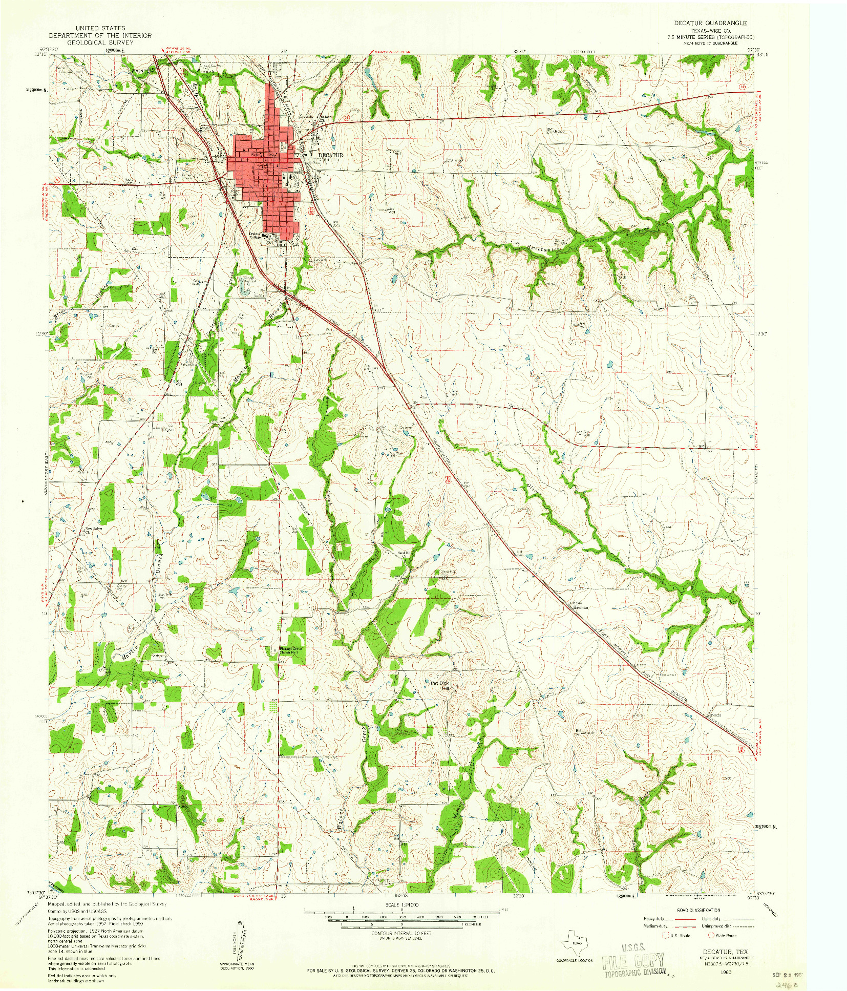 USGS 1:24000-SCALE QUADRANGLE FOR DECATUR, TX 1960