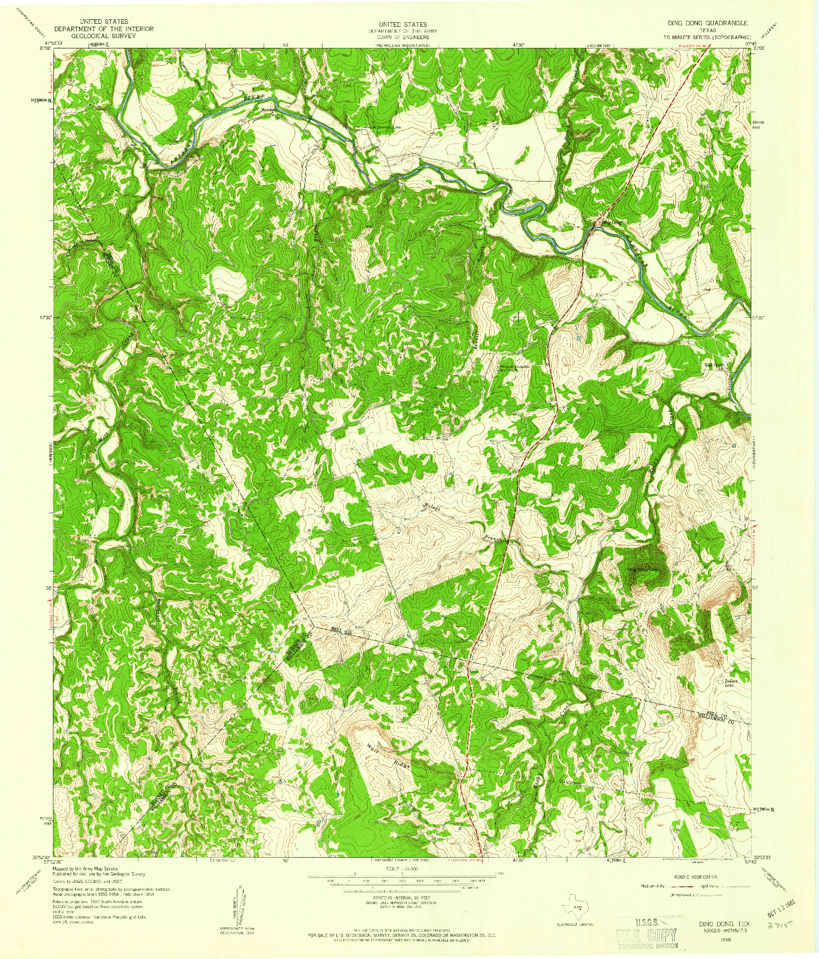USGS 1:24000-SCALE QUADRANGLE FOR DING DONG, TX 1958