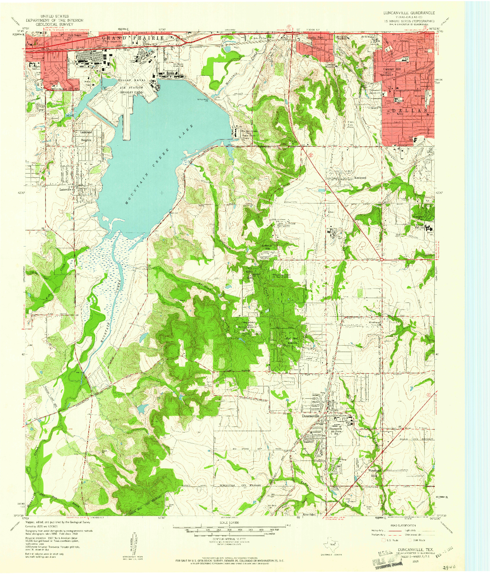 USGS 1:24000-SCALE QUADRANGLE FOR DUNCANVILLE, TX 1959