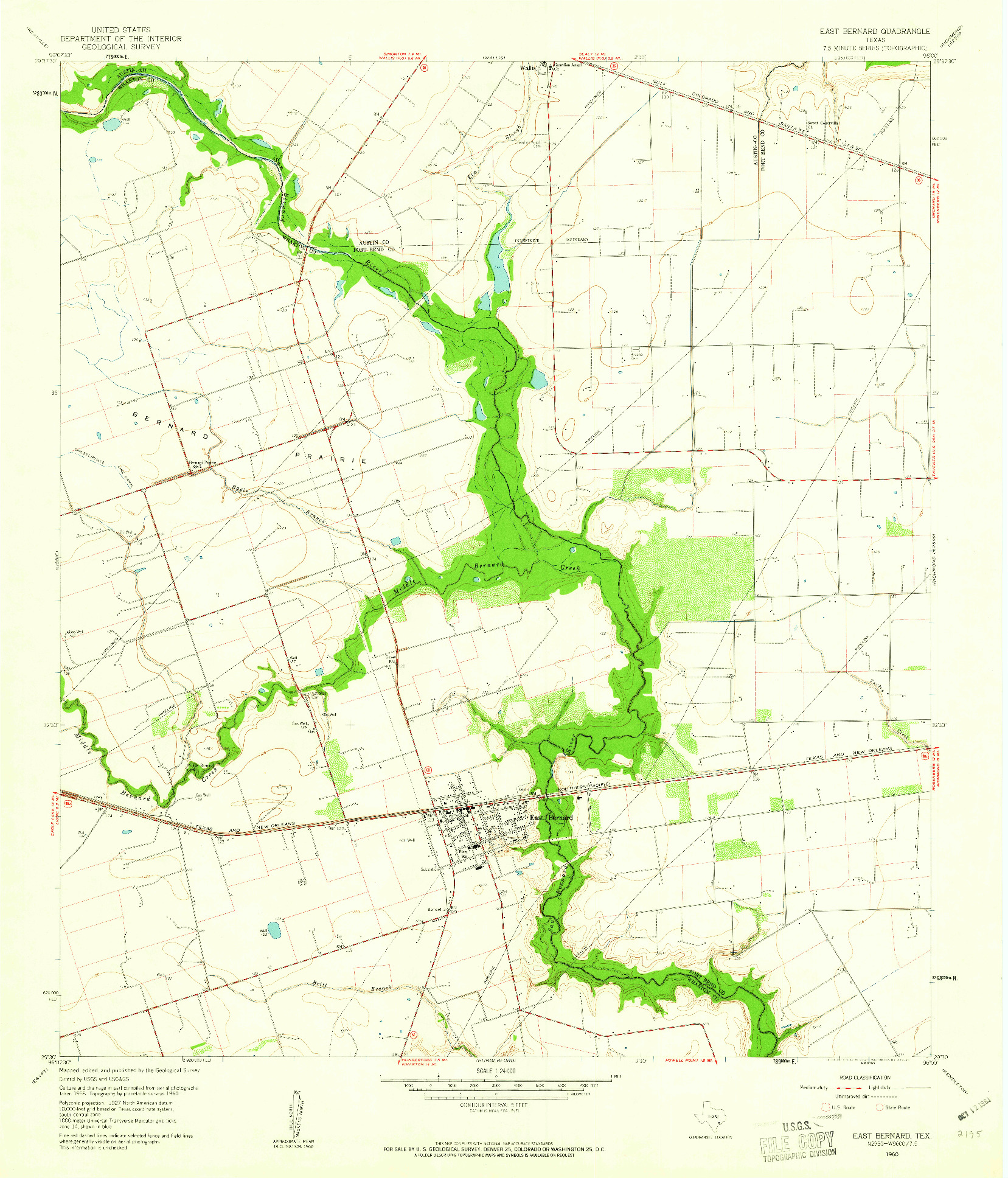 USGS 1:24000-SCALE QUADRANGLE FOR EAST BERNARD, TX 1960