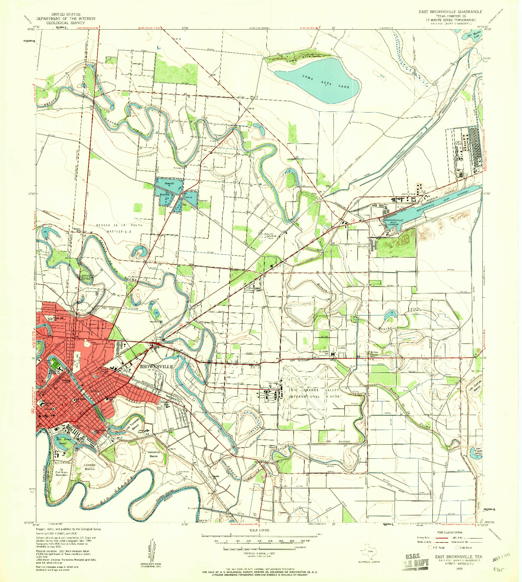 USGS 1:24000-SCALE QUADRANGLE FOR EAST BROWNSVILLE, TX 1955