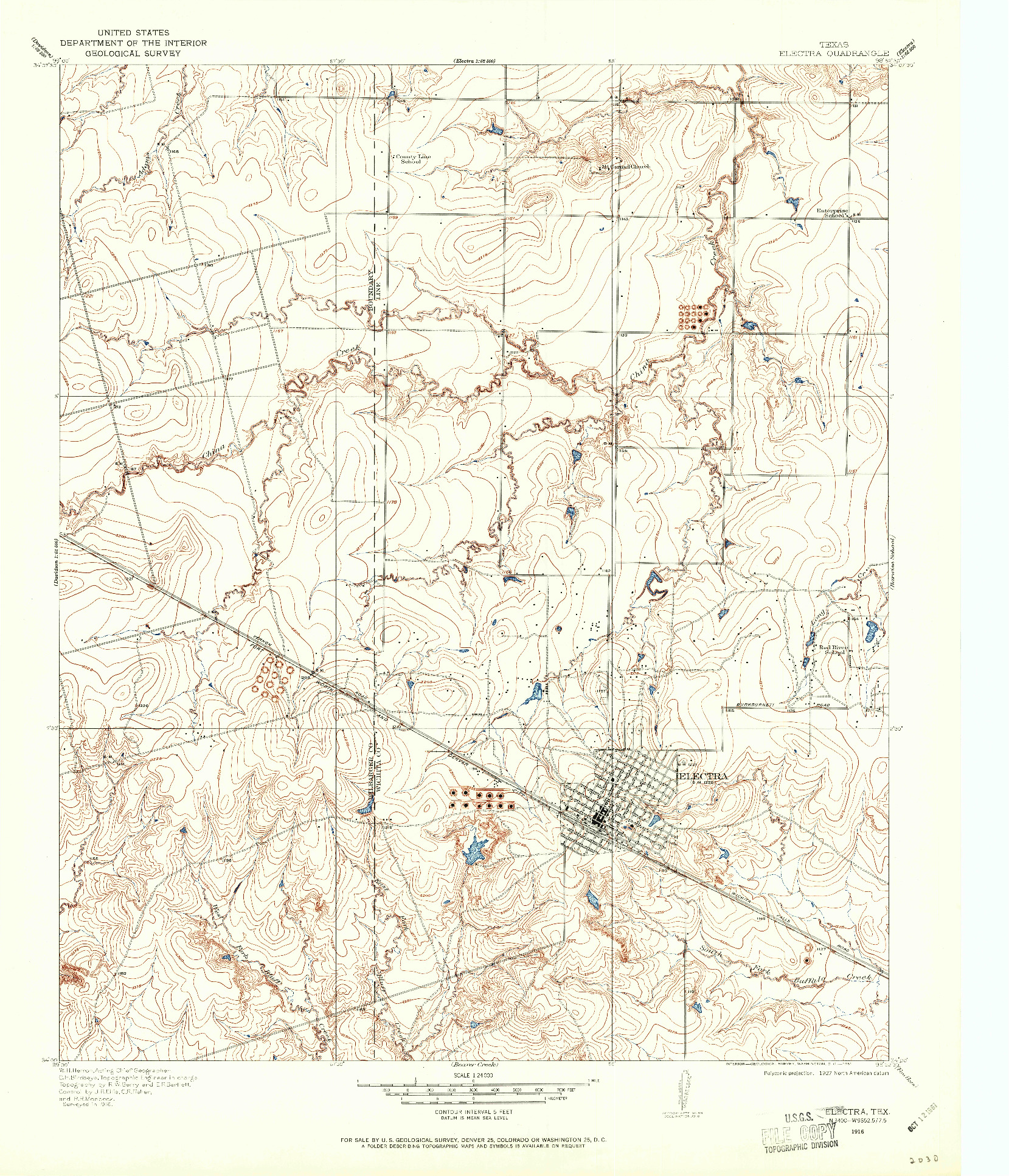 USGS 1:24000-SCALE QUADRANGLE FOR ELECTRA, TX 1916