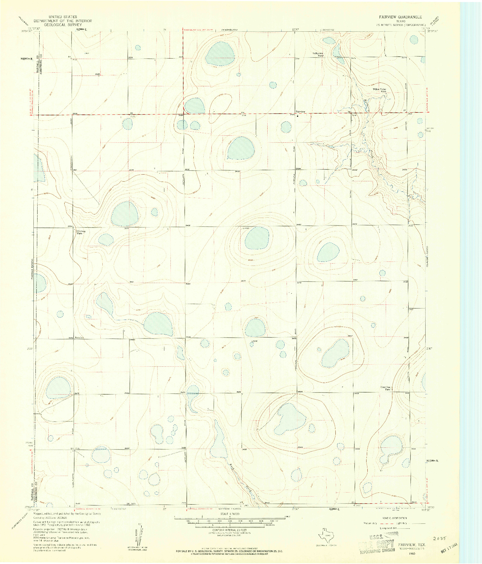 USGS 1:24000-SCALE QUADRANGLE FOR FAIRVIEW, TX 1960