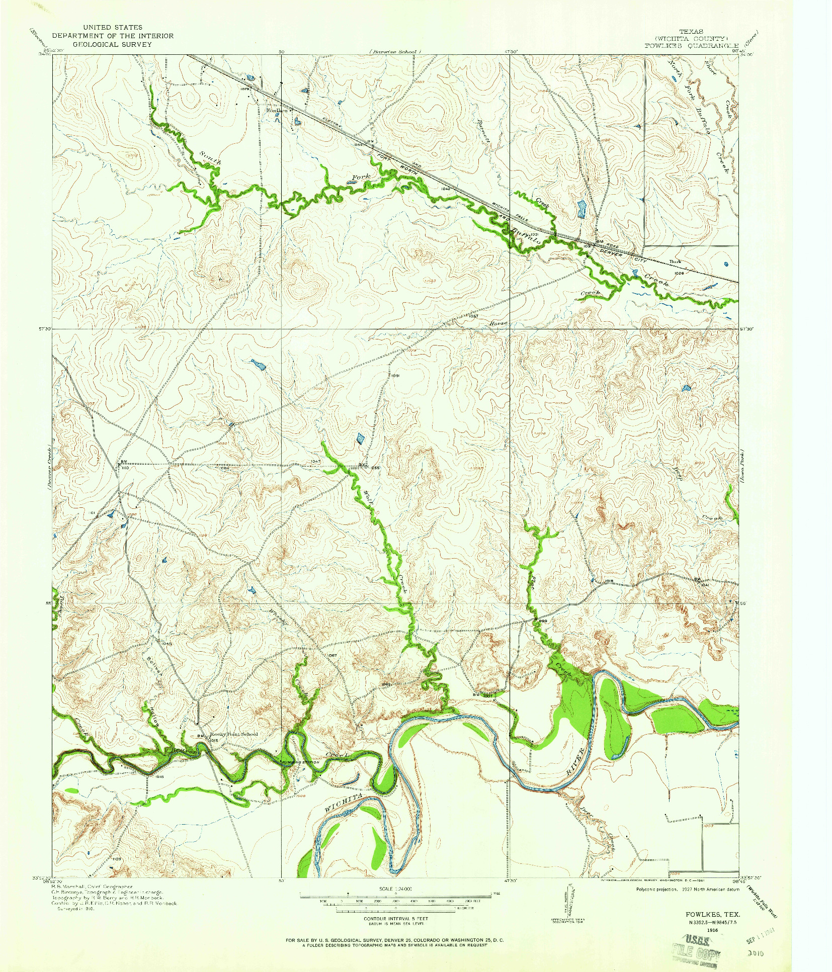 USGS 1:24000-SCALE QUADRANGLE FOR FOWLKES, TX 1916