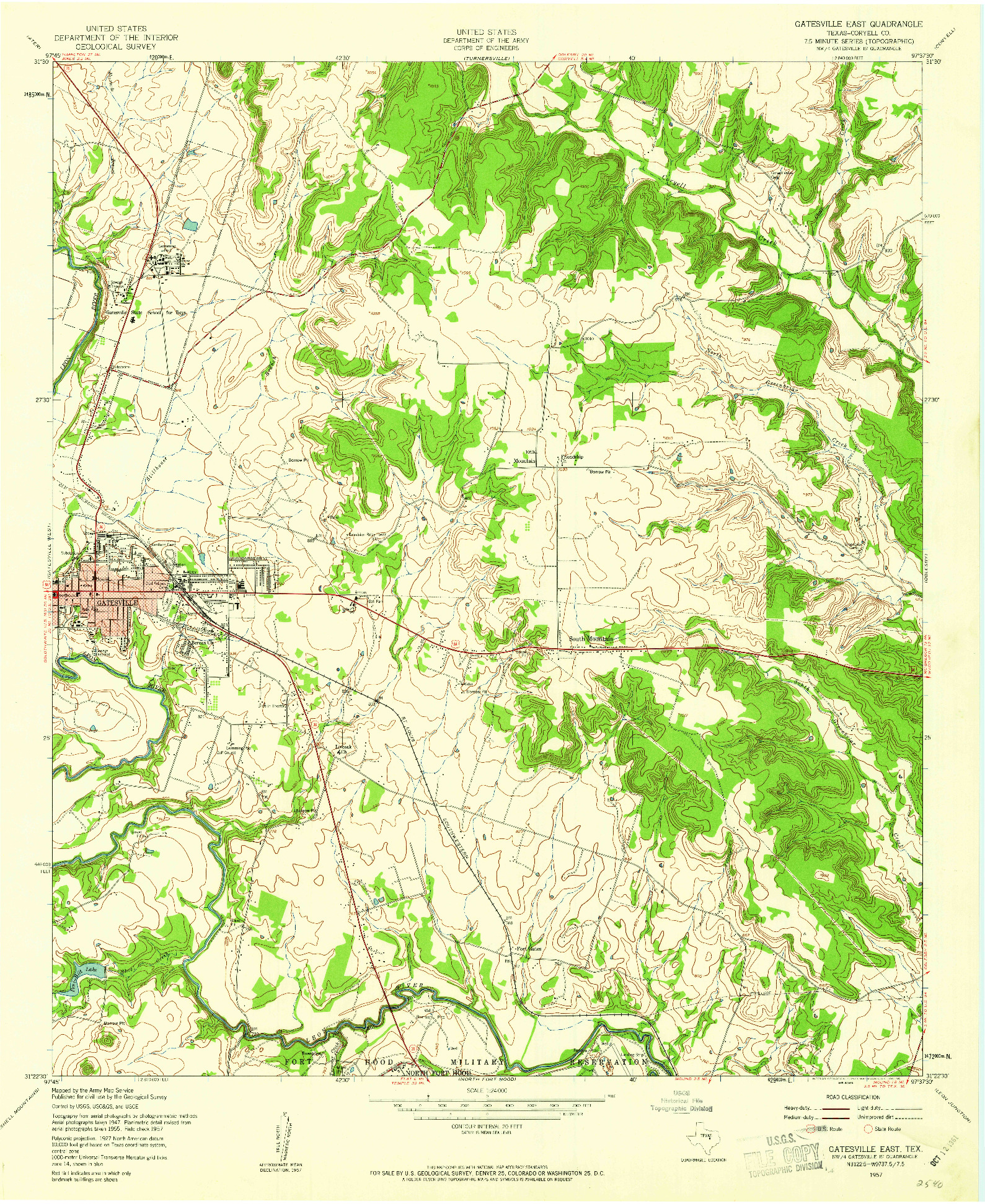 USGS 1:24000-SCALE QUADRANGLE FOR GATESVILLE EAST, TX 1957