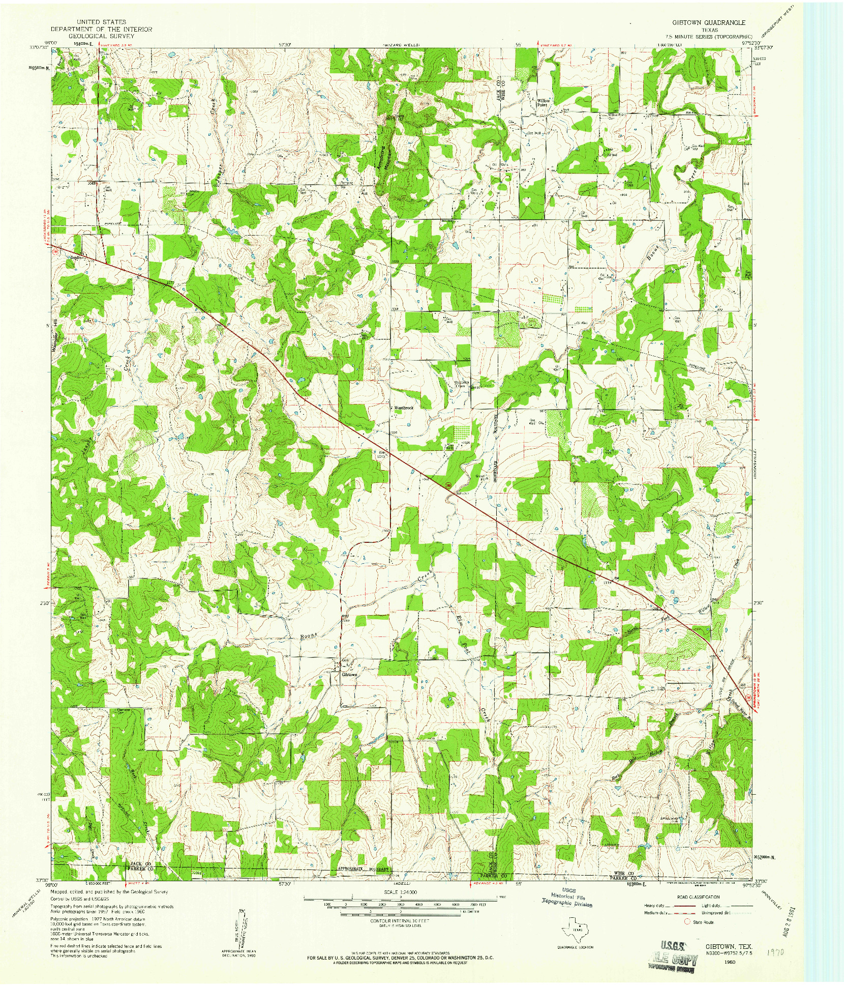 USGS 1:24000-SCALE QUADRANGLE FOR GIBTOWN, TX 1960