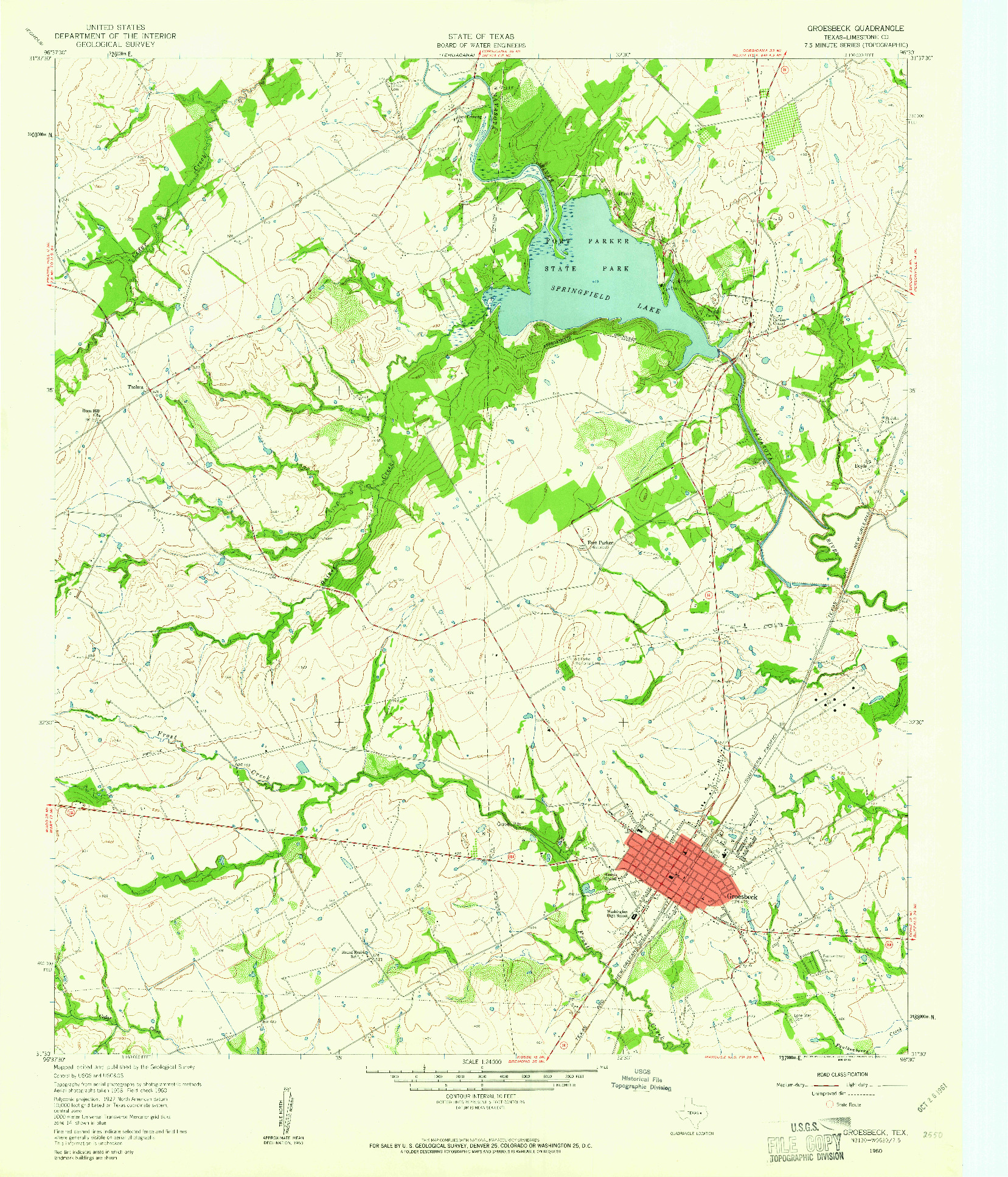 USGS 1:24000-SCALE QUADRANGLE FOR GROESBECK, TX 1960