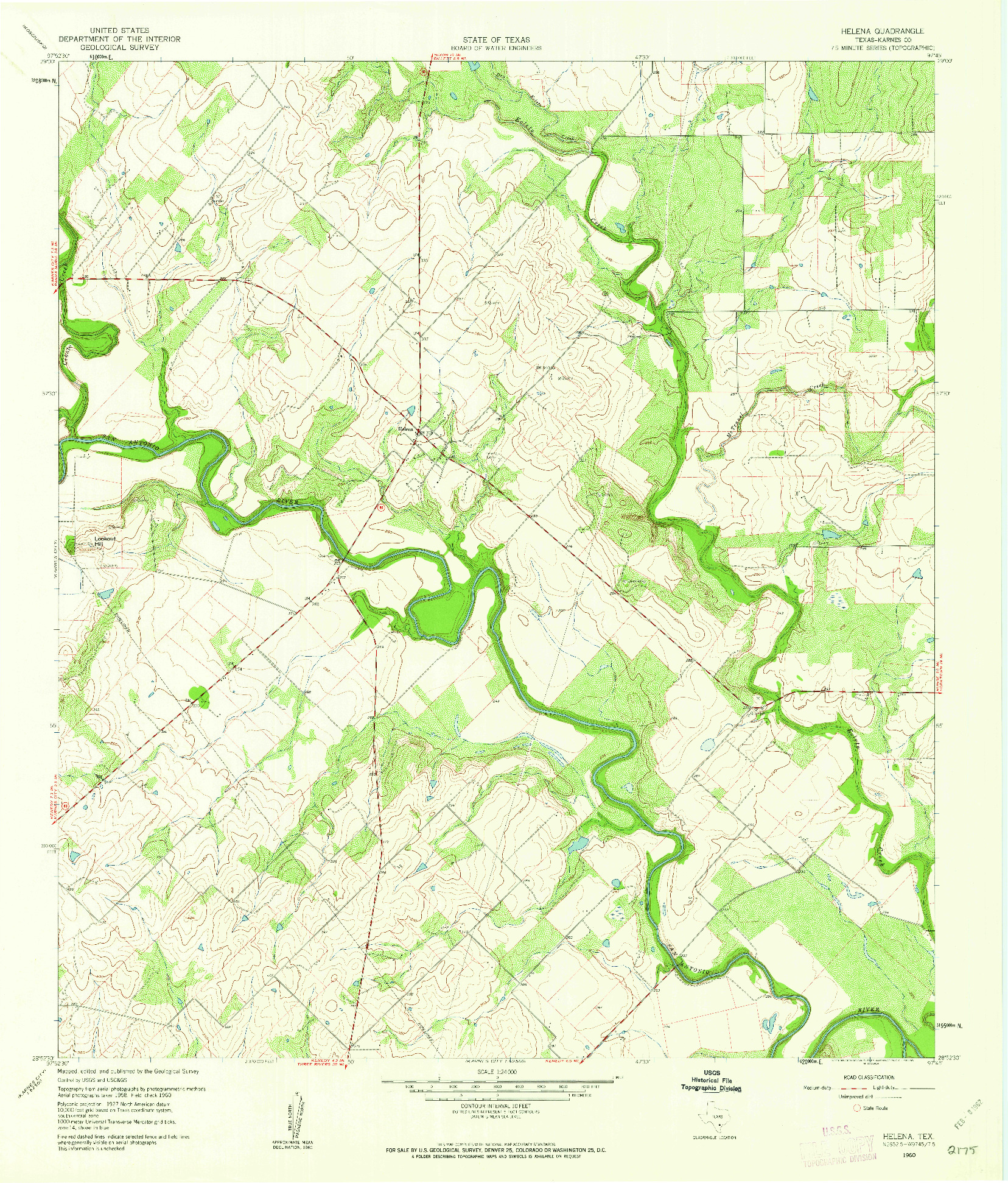 USGS 1:24000-SCALE QUADRANGLE FOR HELENA, TX 1960