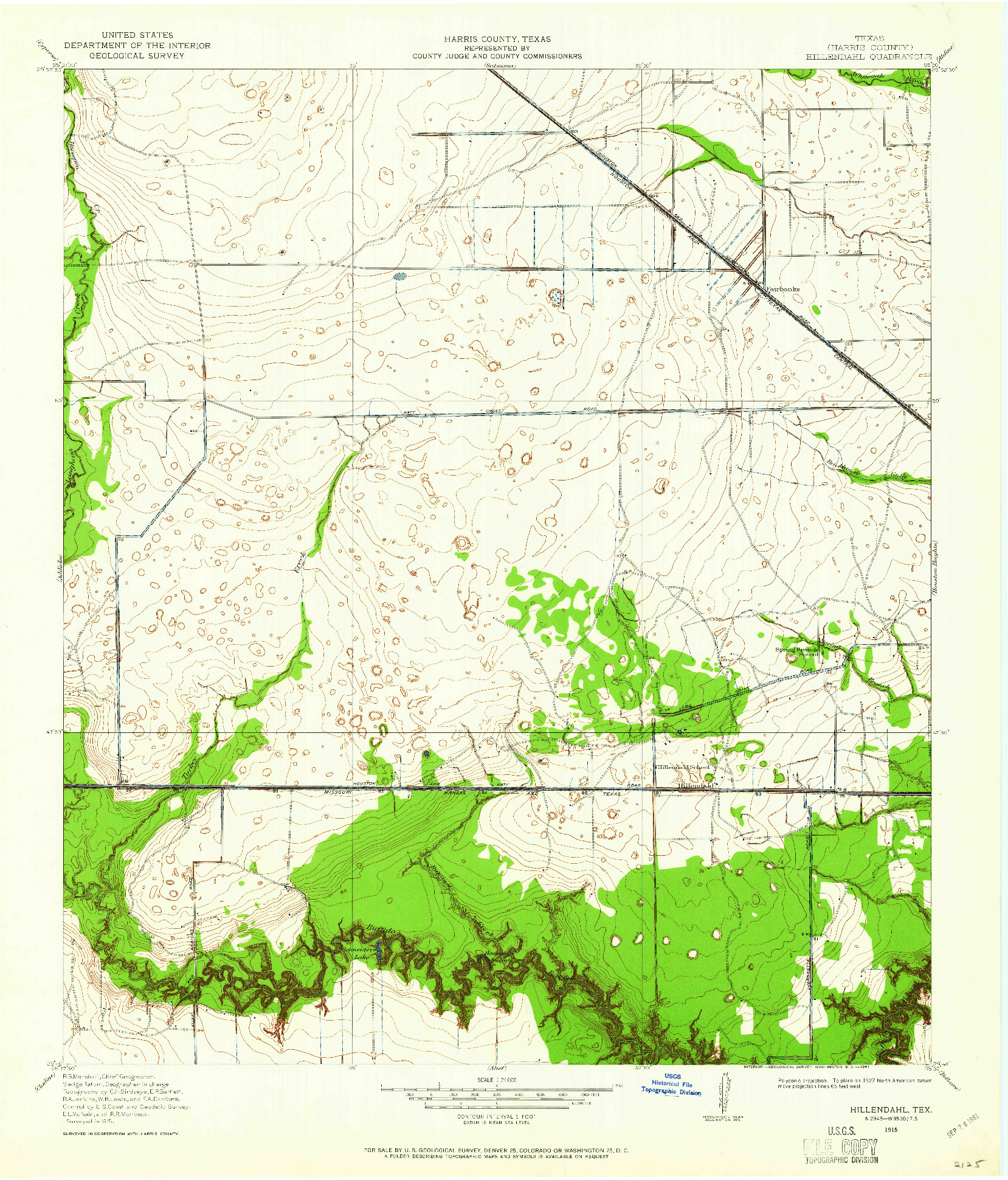USGS 1:24000-SCALE QUADRANGLE FOR HILLENDAHL, TX 1915