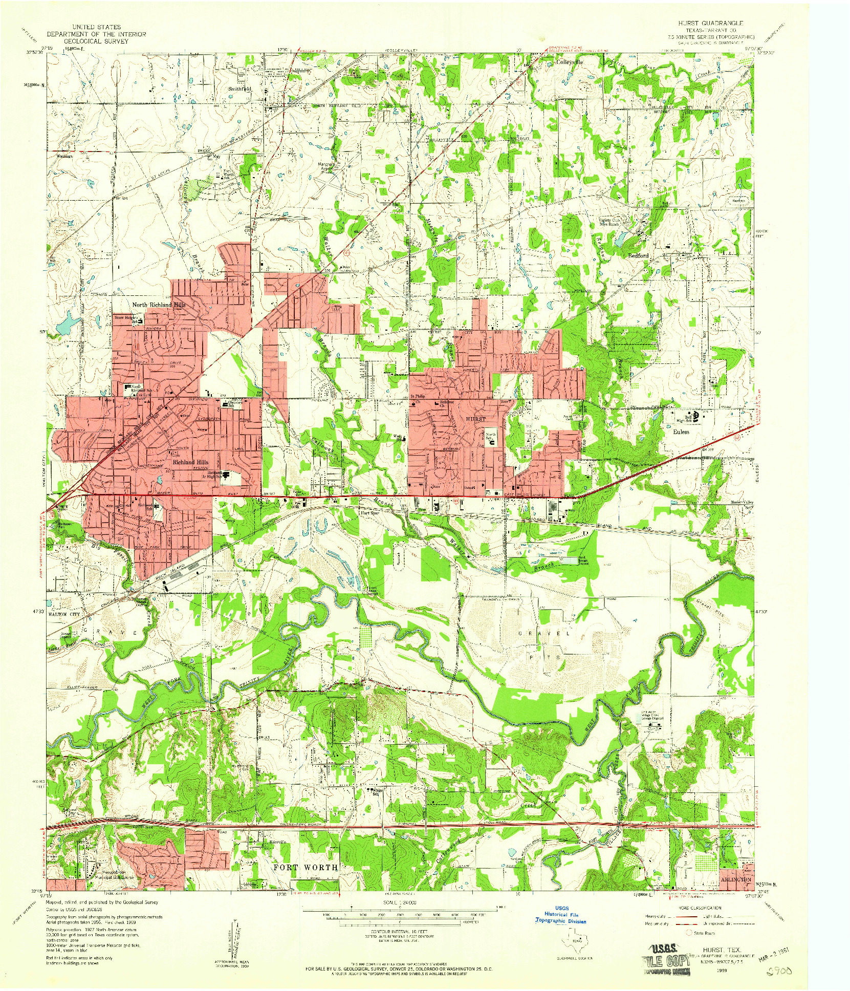 USGS 1:24000-SCALE QUADRANGLE FOR HURST, TX 1959