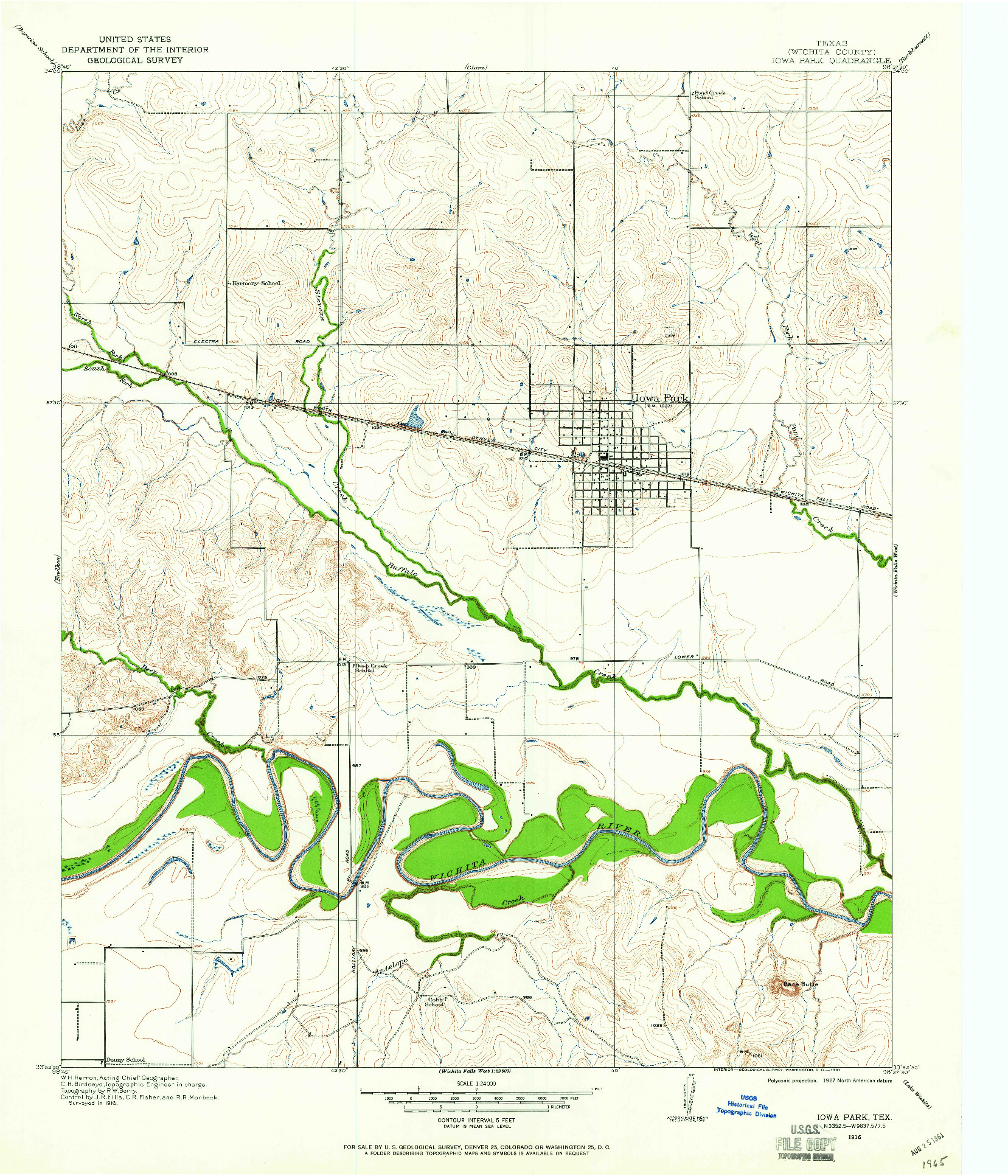 USGS 1:24000-SCALE QUADRANGLE FOR IOWA PARK, TX 1916