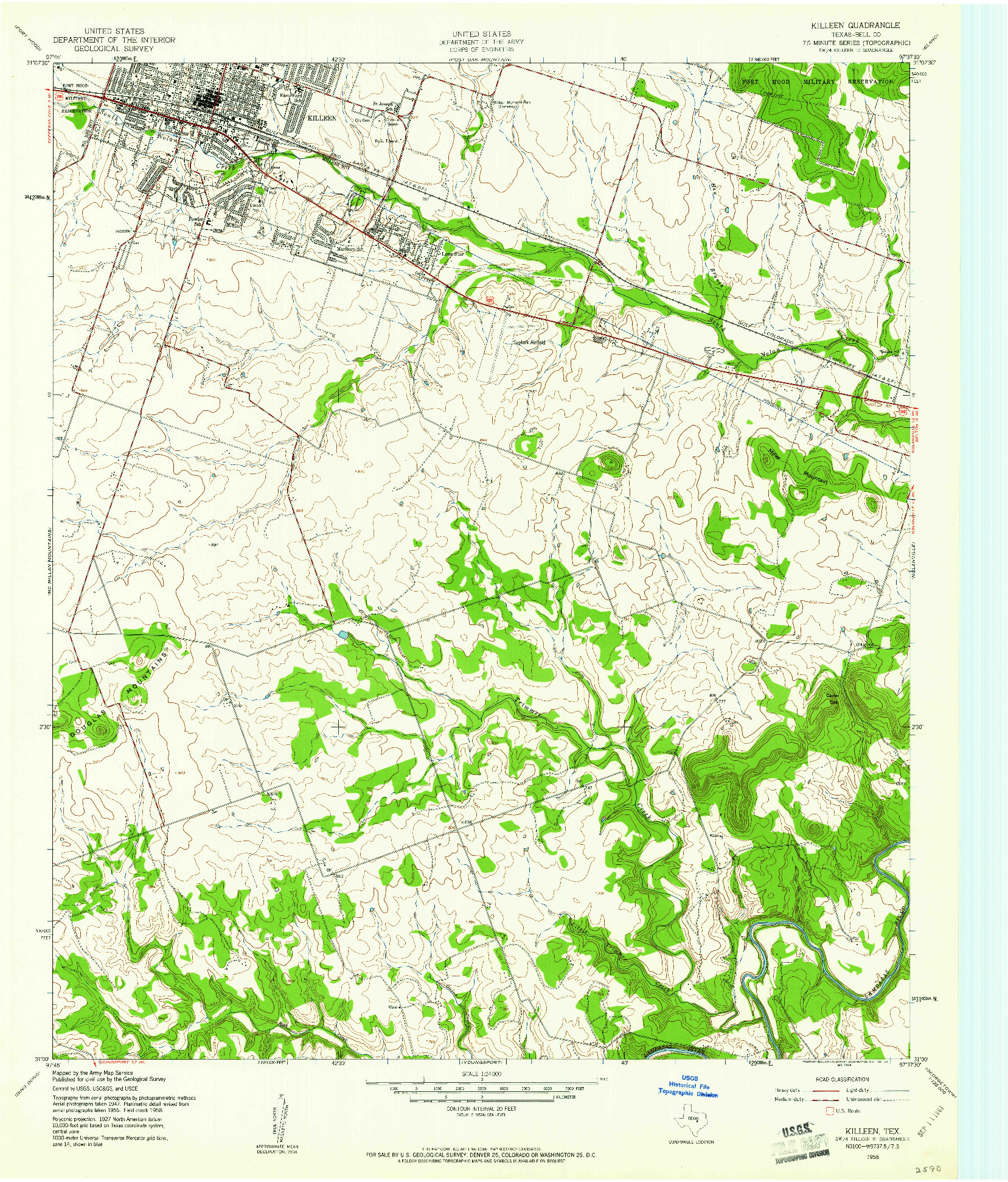 USGS 1:24000-SCALE QUADRANGLE FOR KILLEEN, TX 1958