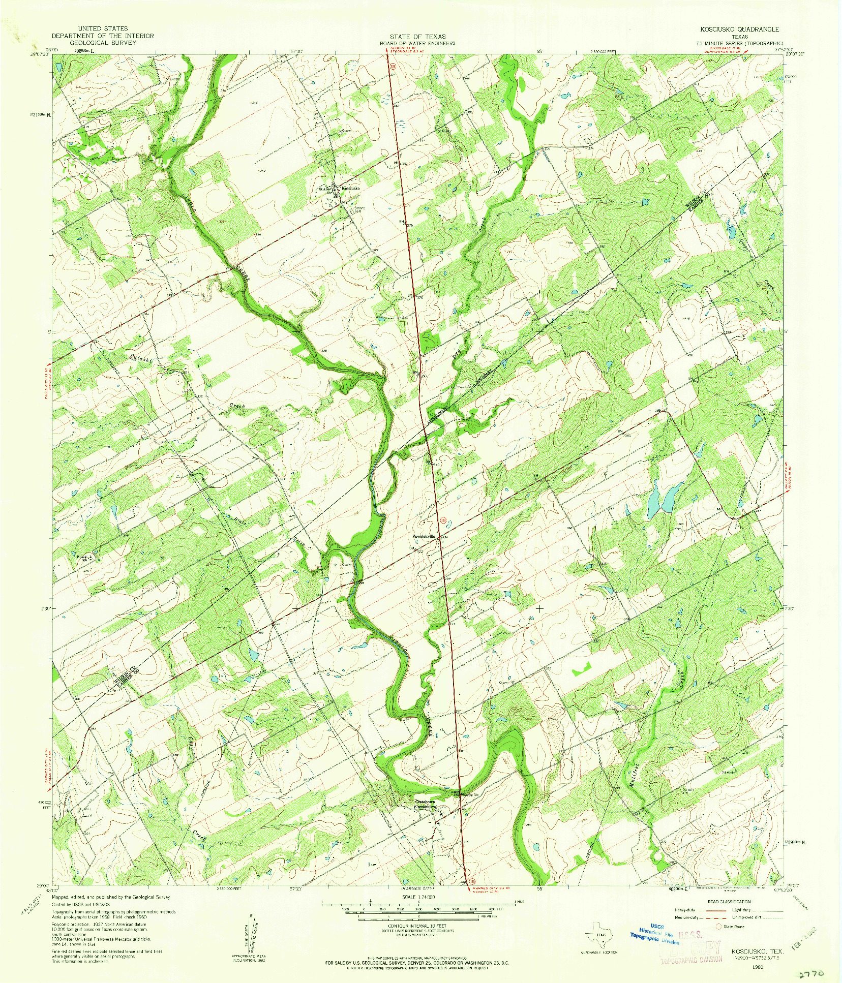 USGS 1:24000-SCALE QUADRANGLE FOR KOSCIUSKO, TX 1960