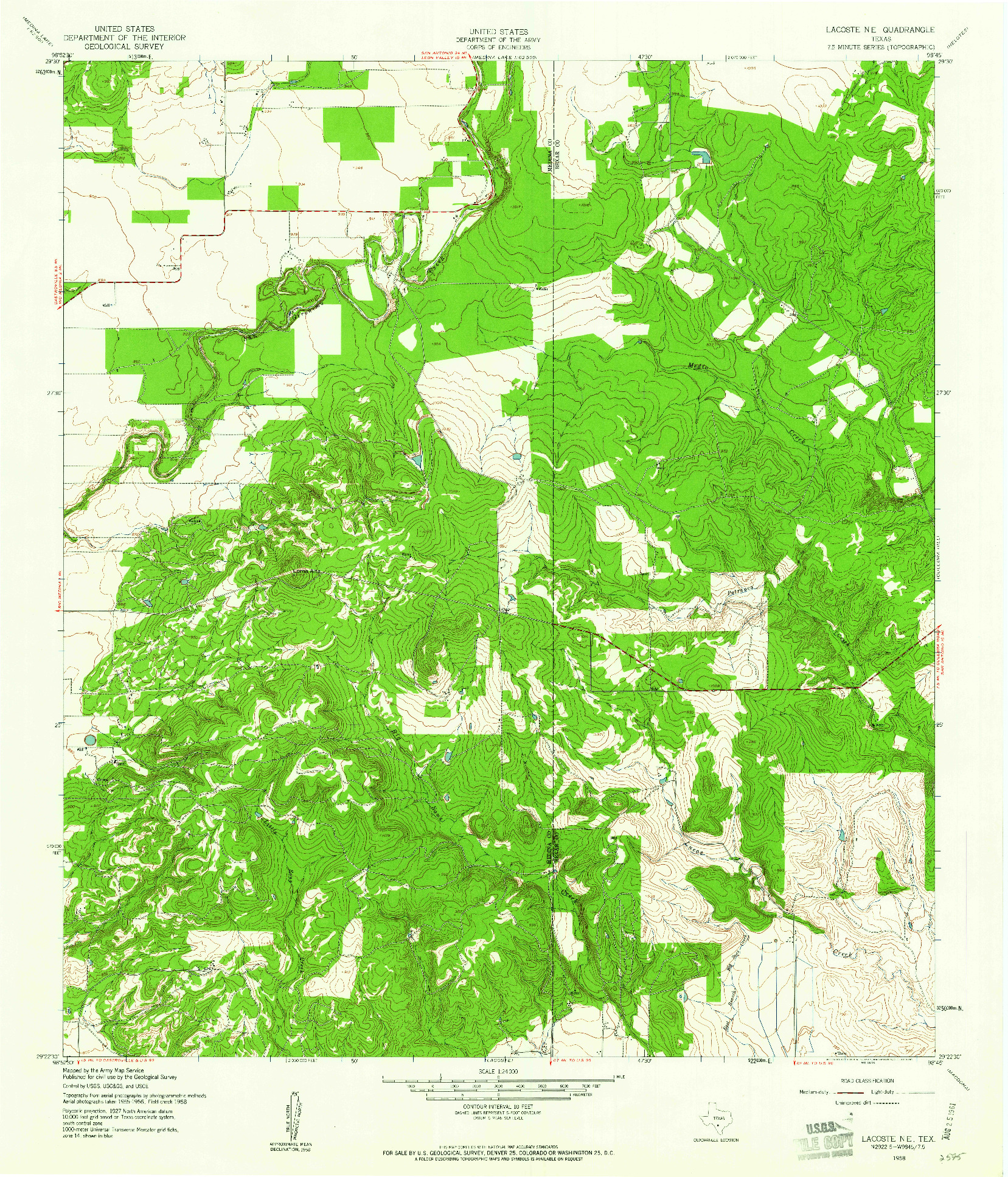 USGS 1:24000-SCALE QUADRANGLE FOR LA COSTE NE, TX 1958