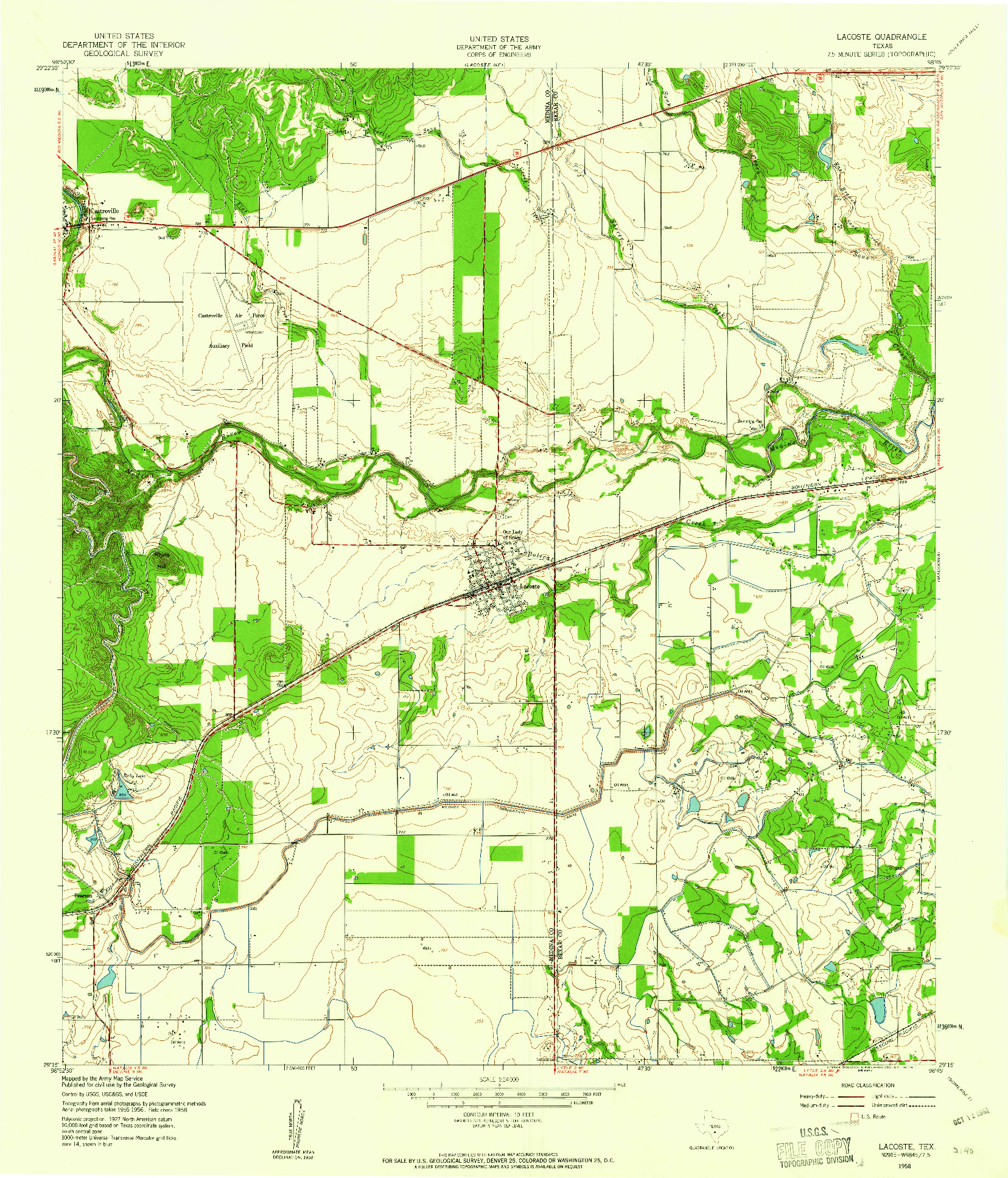 USGS 1:24000-SCALE QUADRANGLE FOR LA COSTE, TX 1958