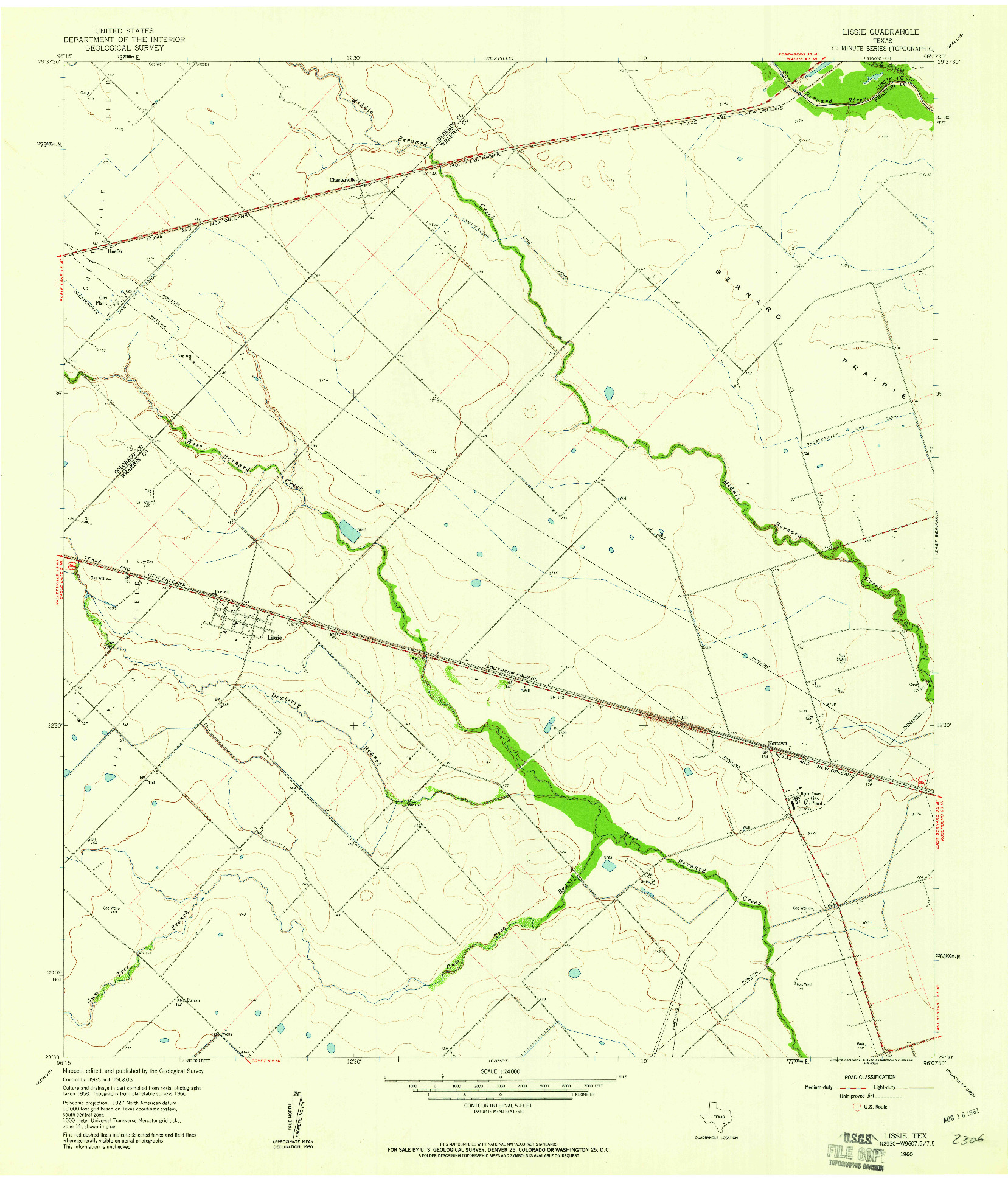 USGS 1:24000-SCALE QUADRANGLE FOR LISSIE, TX 1960
