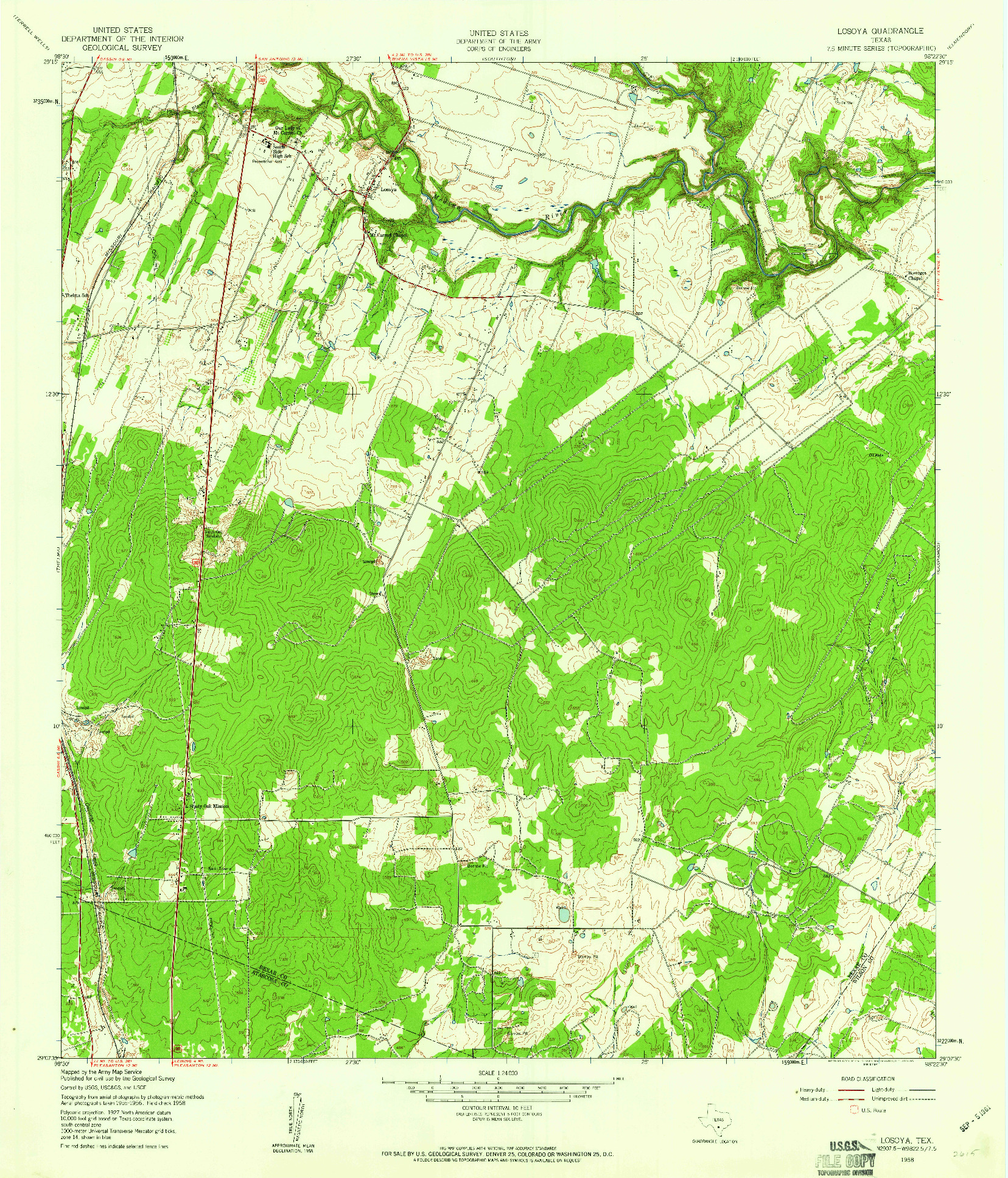 USGS 1:24000-SCALE QUADRANGLE FOR LOSOYA, TX 1958