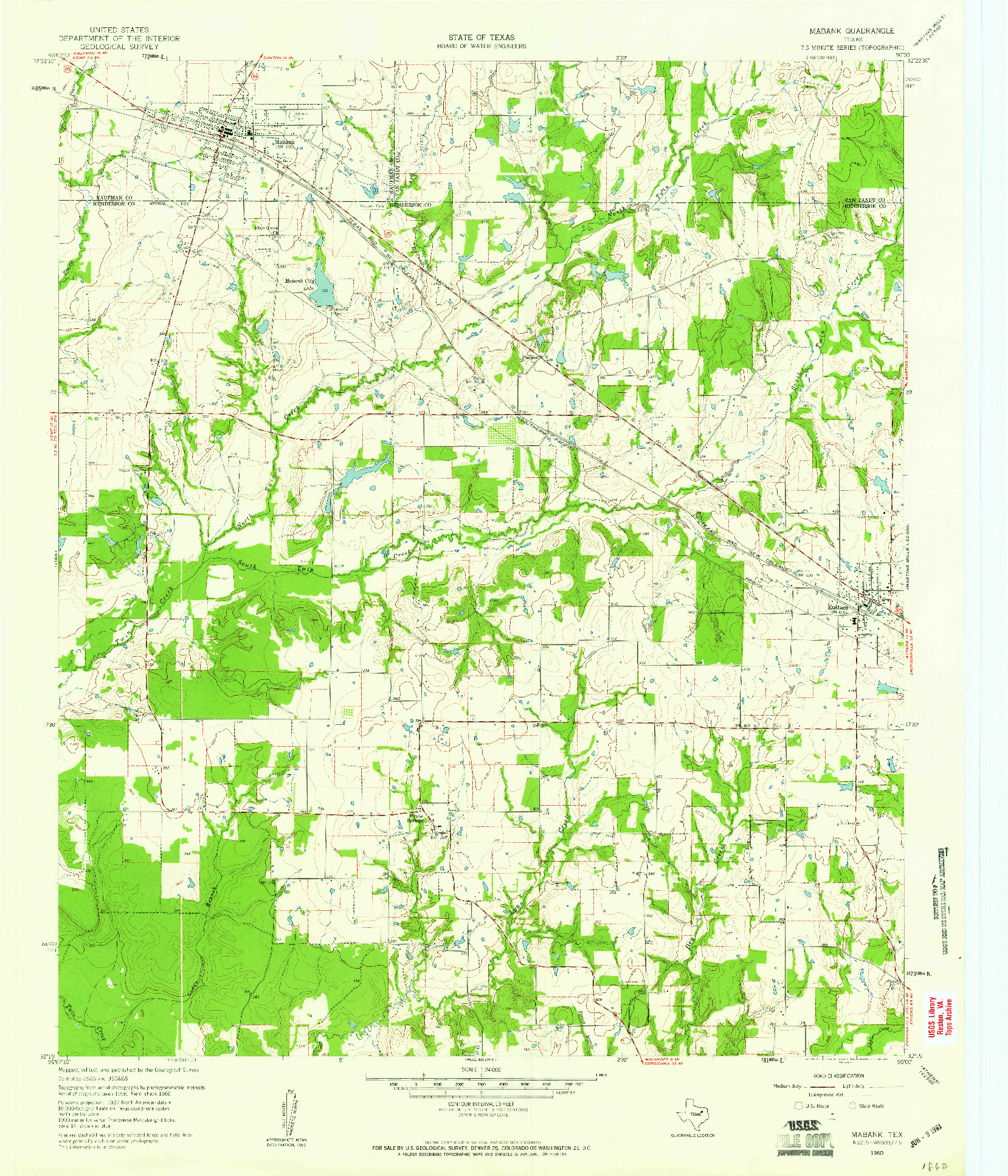 USGS 1:24000-SCALE QUADRANGLE FOR MABANK, TX 1960