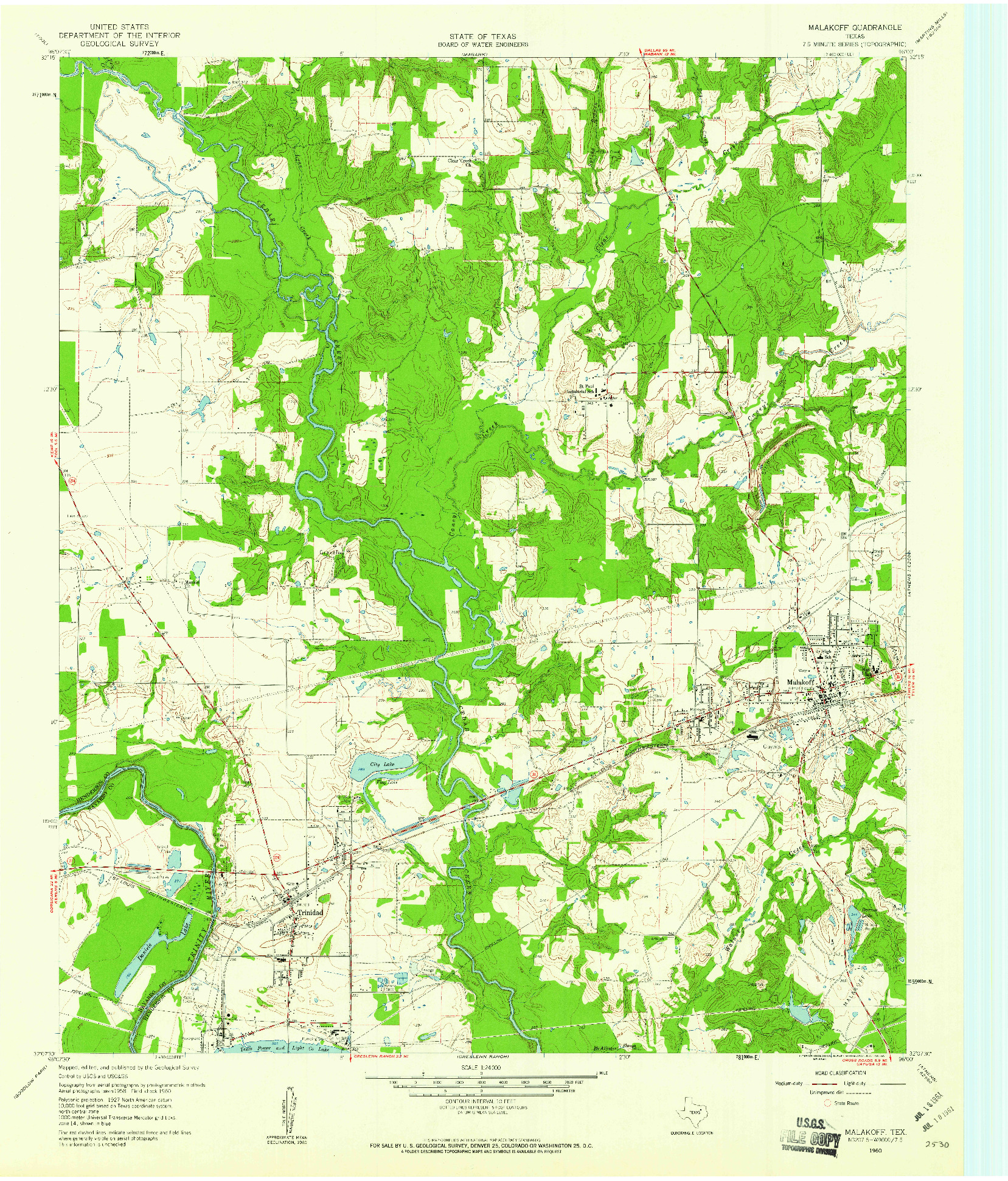 USGS 1:24000-SCALE QUADRANGLE FOR MALAKOFF, TX 1960