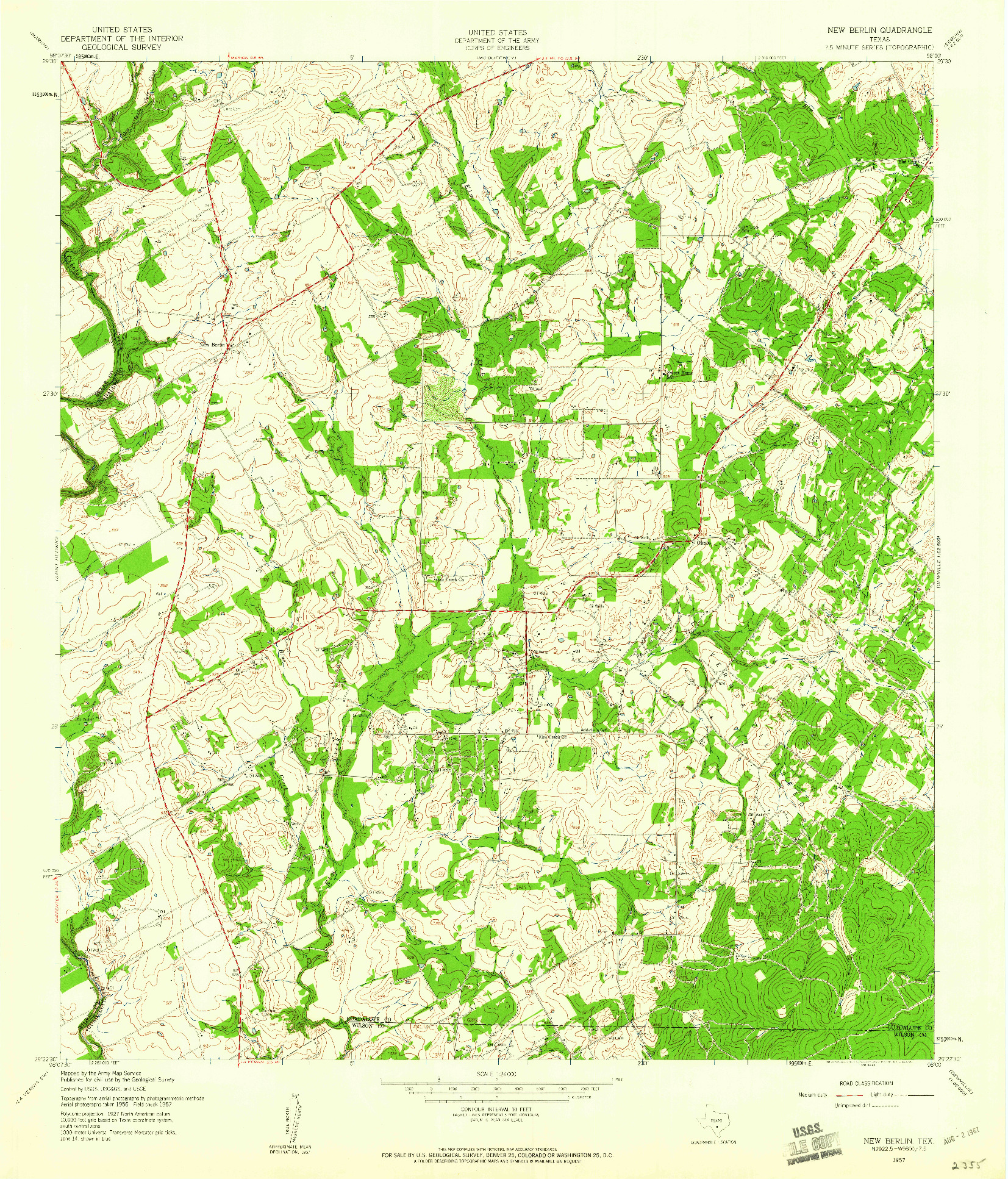 USGS 1:24000-SCALE QUADRANGLE FOR NEW BERLIN, TX 1957