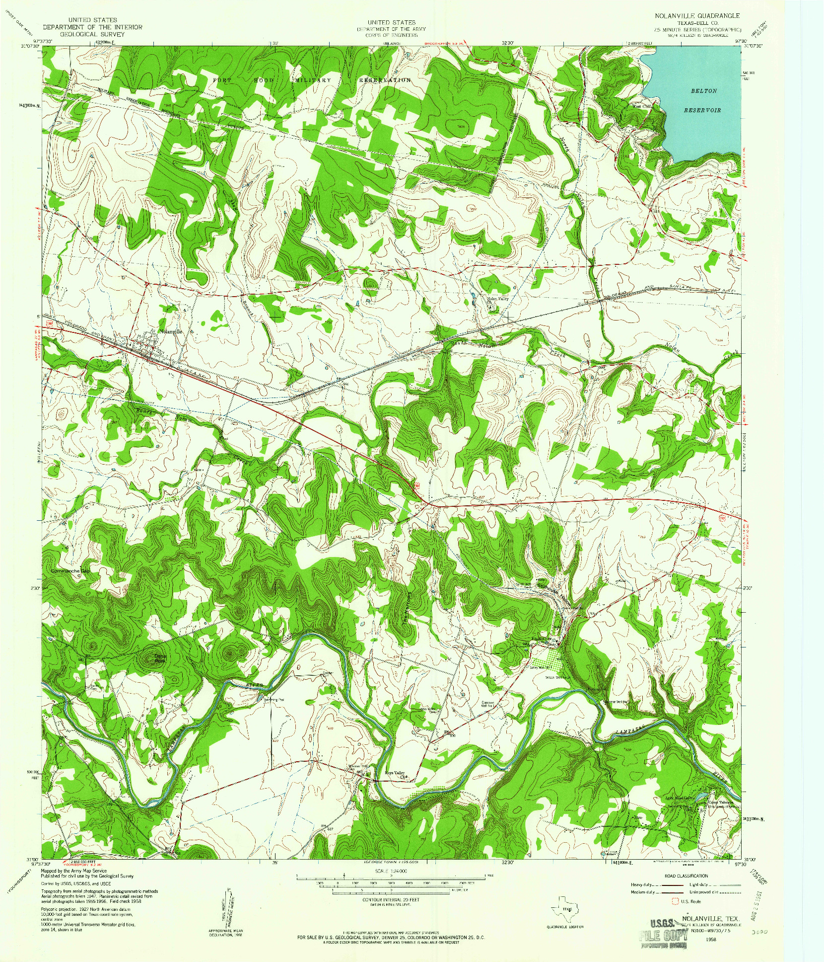 USGS 1:24000-SCALE QUADRANGLE FOR NOLANVILLE, TX 1958