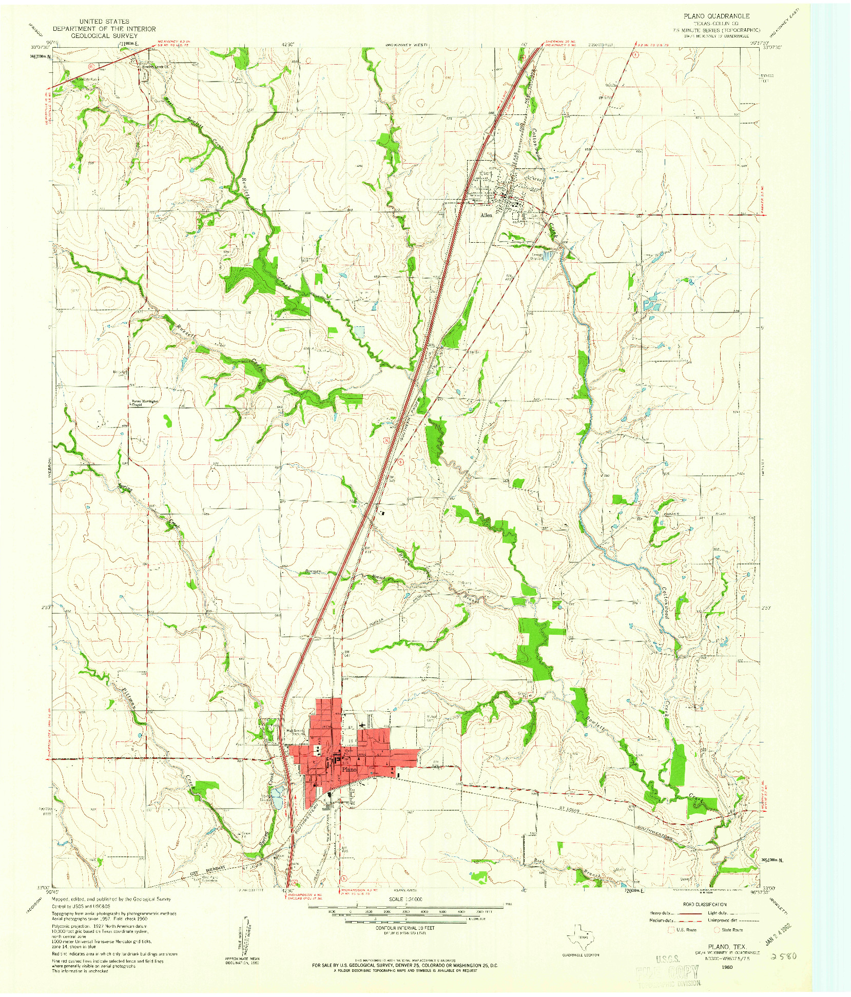 USGS 1:24000-SCALE QUADRANGLE FOR PLANO, TX 1960