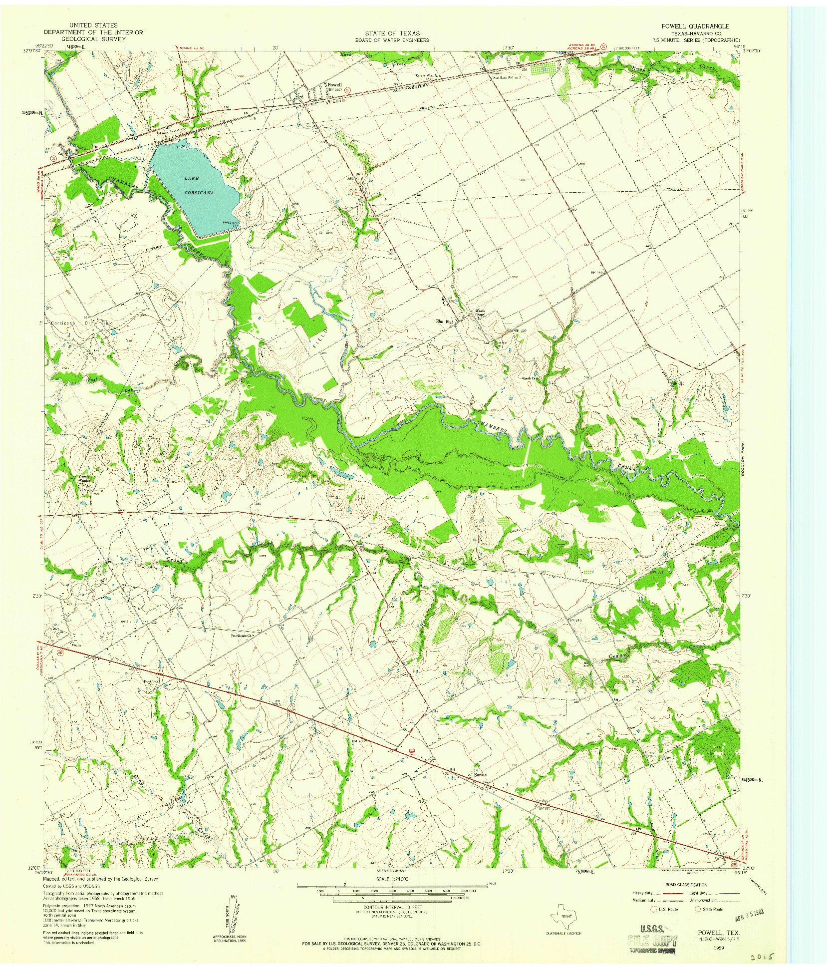 USGS 1:24000-SCALE QUADRANGLE FOR POWELL, TX 1959