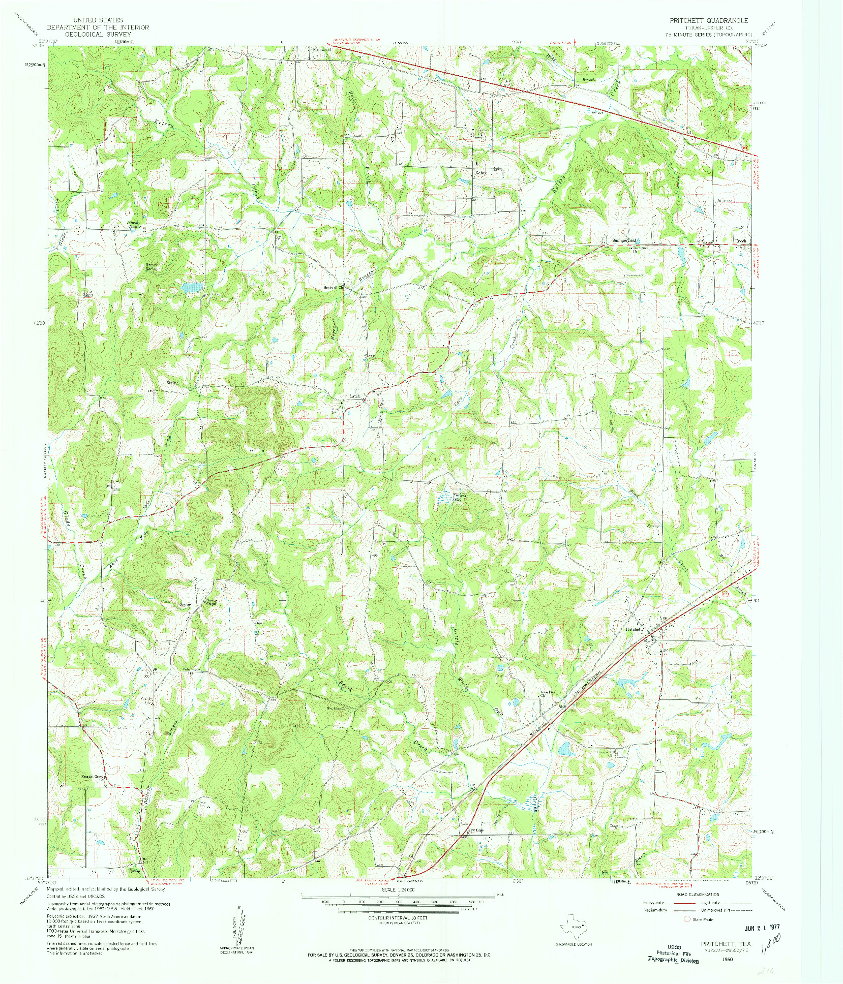 USGS 1:24000-SCALE QUADRANGLE FOR PRITCHETT, TX 1960