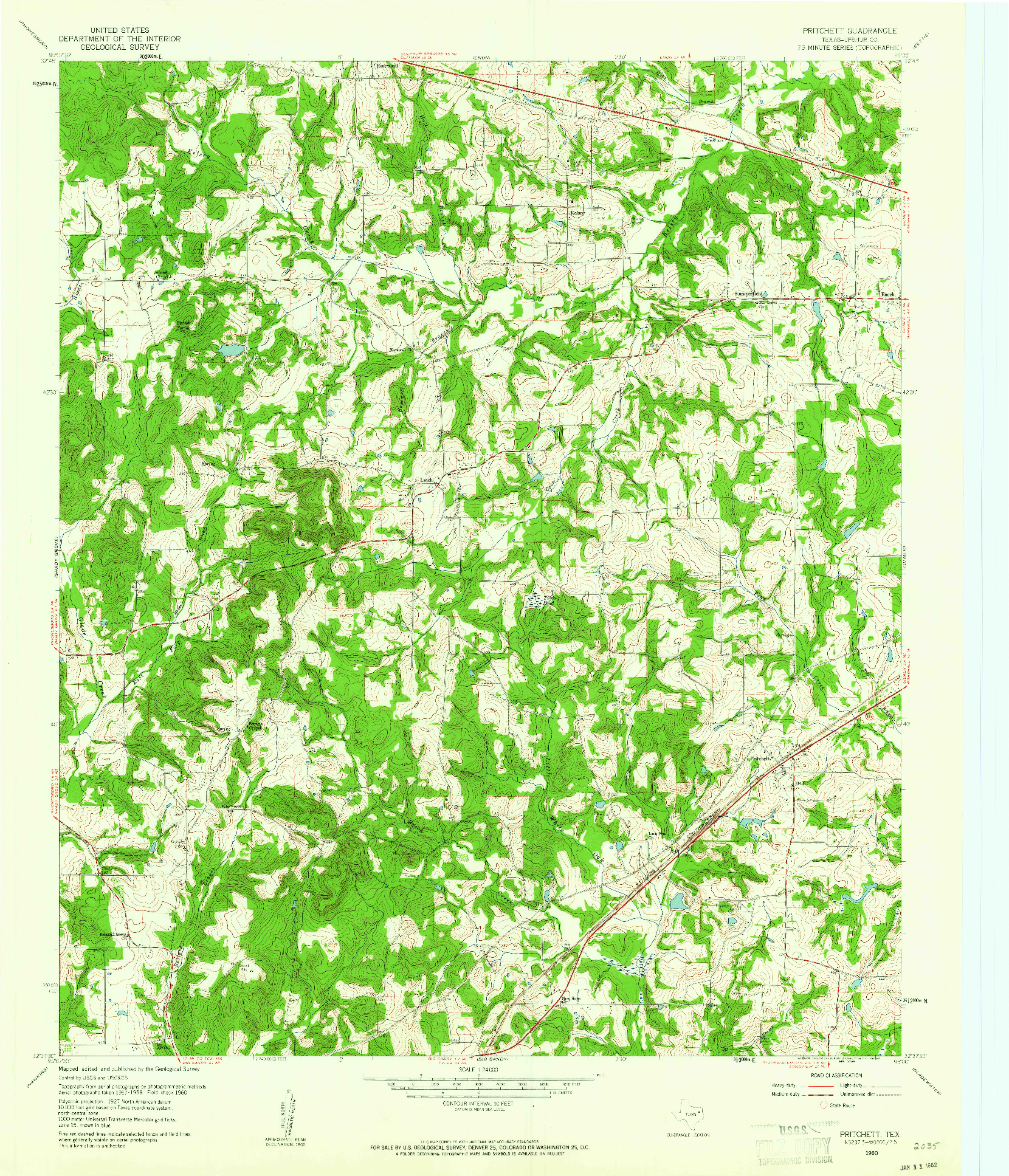 USGS 1:24000-SCALE QUADRANGLE FOR PRITCHETT, TX 1960