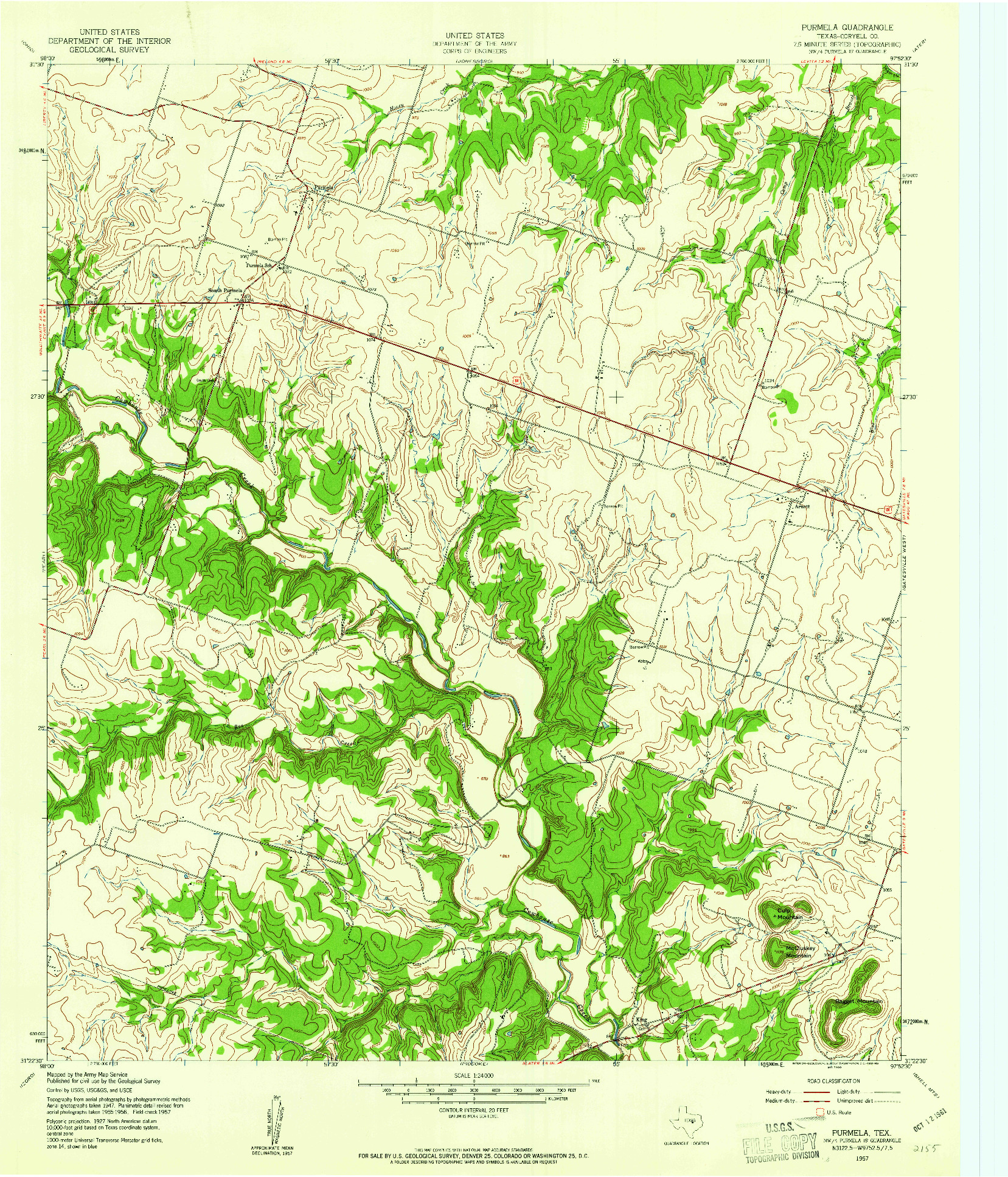 USGS 1:24000-SCALE QUADRANGLE FOR PURMELA, TX 1957