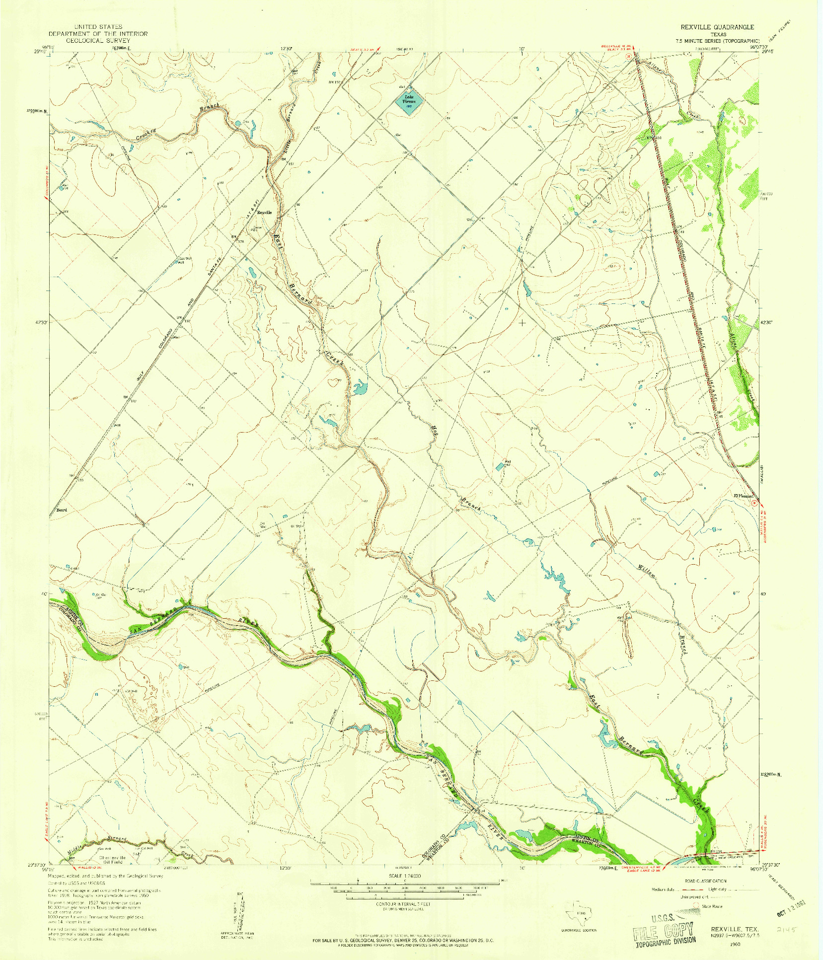 USGS 1:24000-SCALE QUADRANGLE FOR REXVILLE, TX 1960