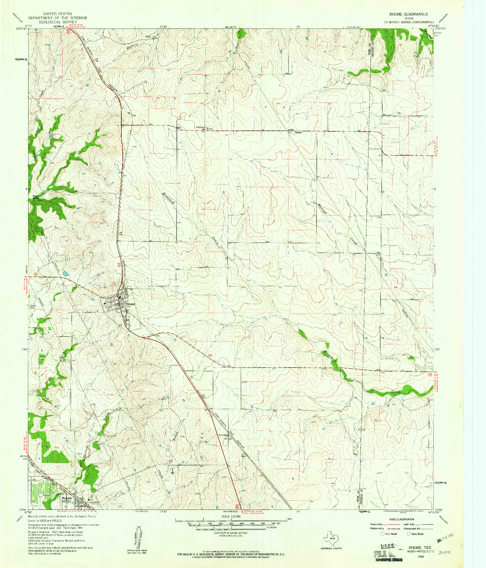 USGS 1:24000-SCALE QUADRANGLE FOR RHOME, TX 1960