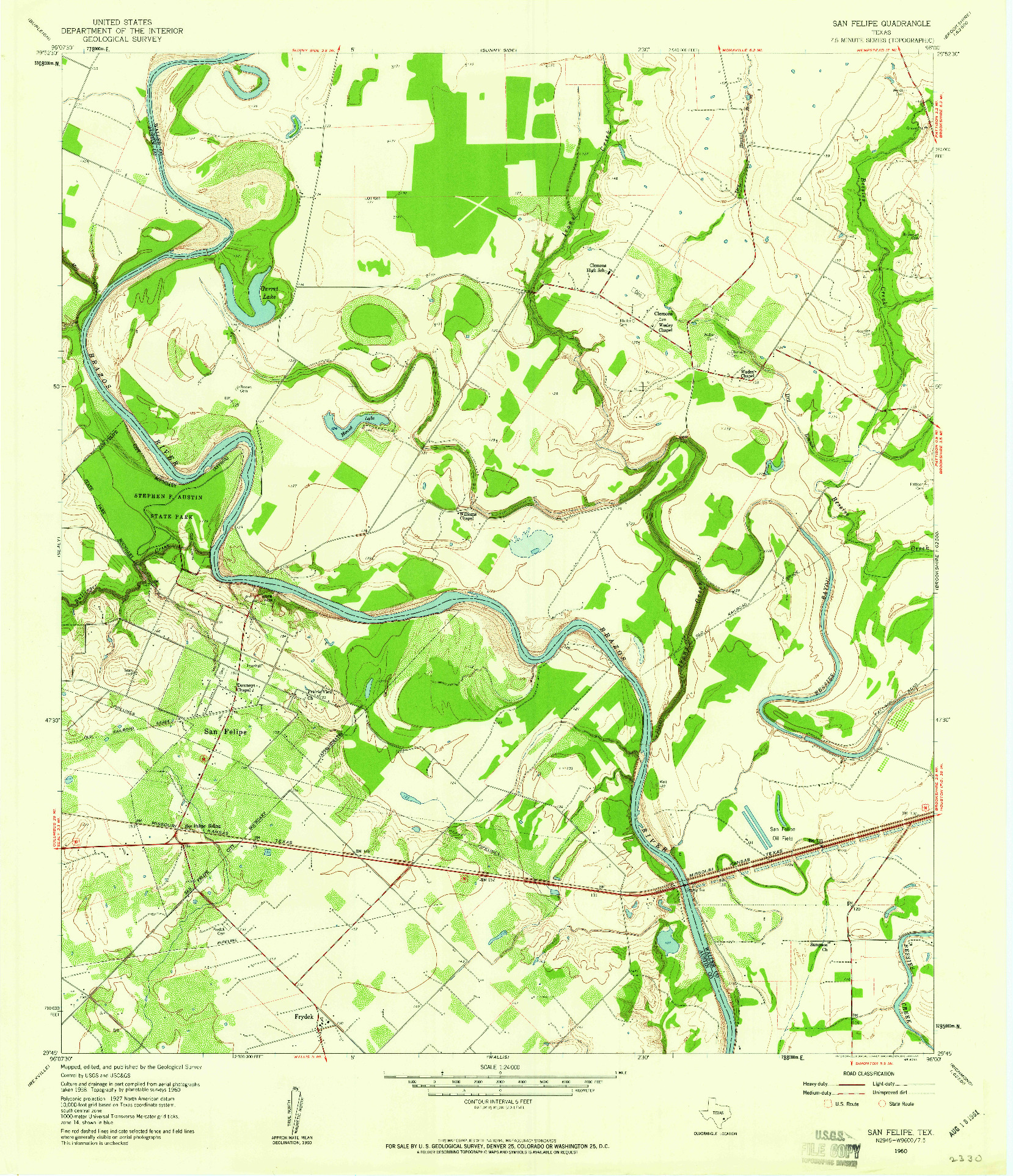 USGS 1:24000-SCALE QUADRANGLE FOR SAN FELIPE, TX 1960