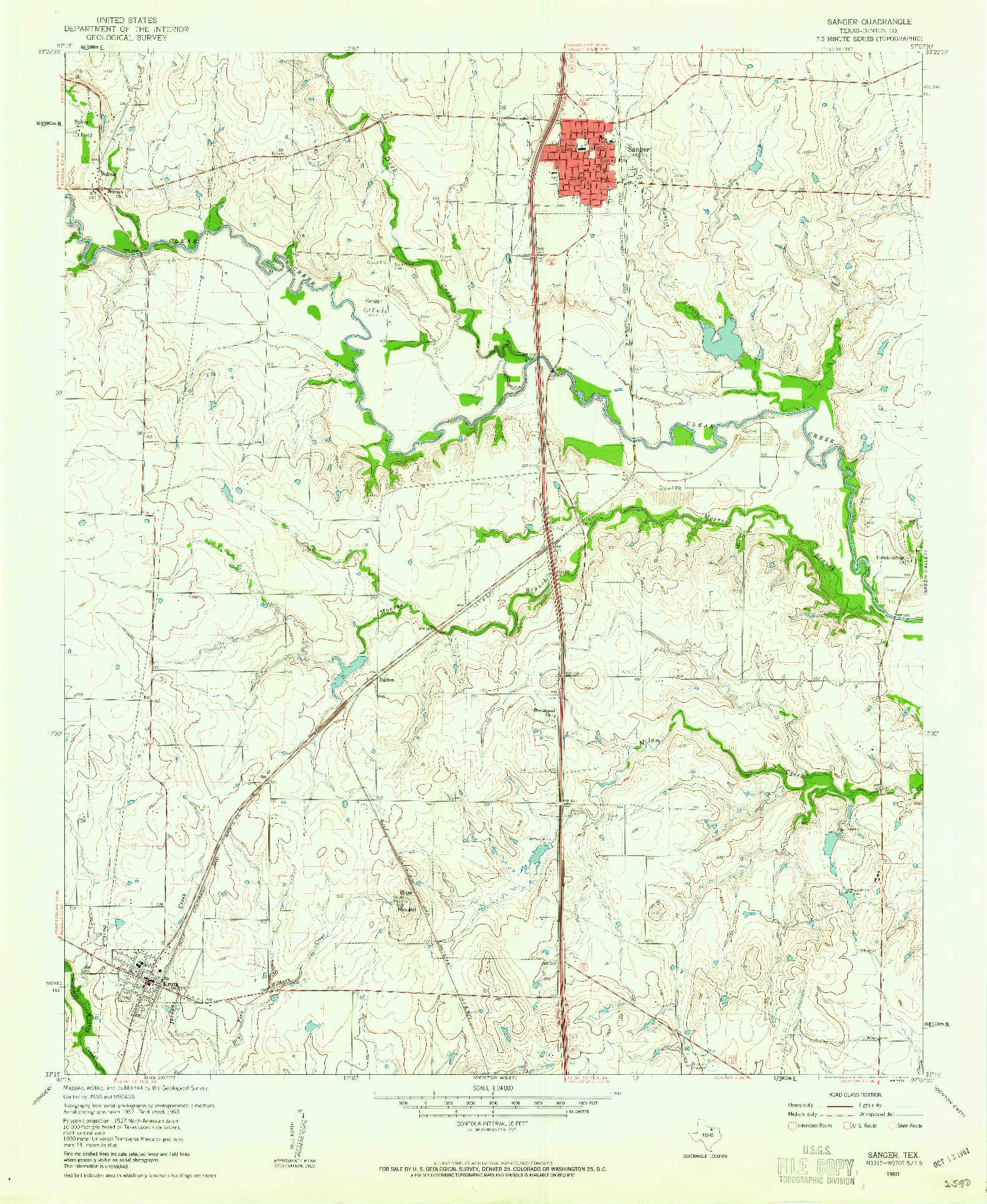 USGS 1:24000-SCALE QUADRANGLE FOR SANGER, TX 1960