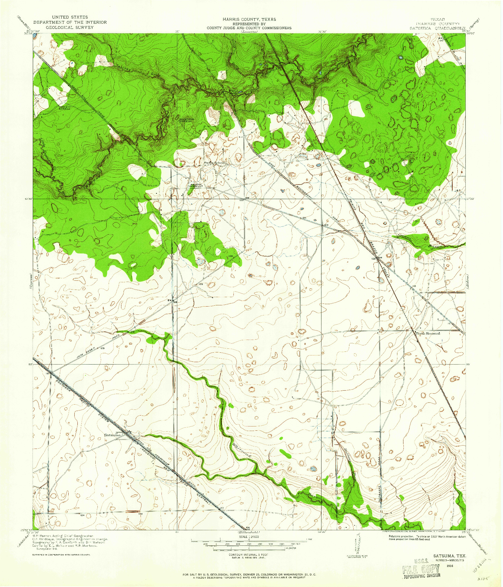 USGS 1:24000-SCALE QUADRANGLE FOR SATSUMA, TX 1916