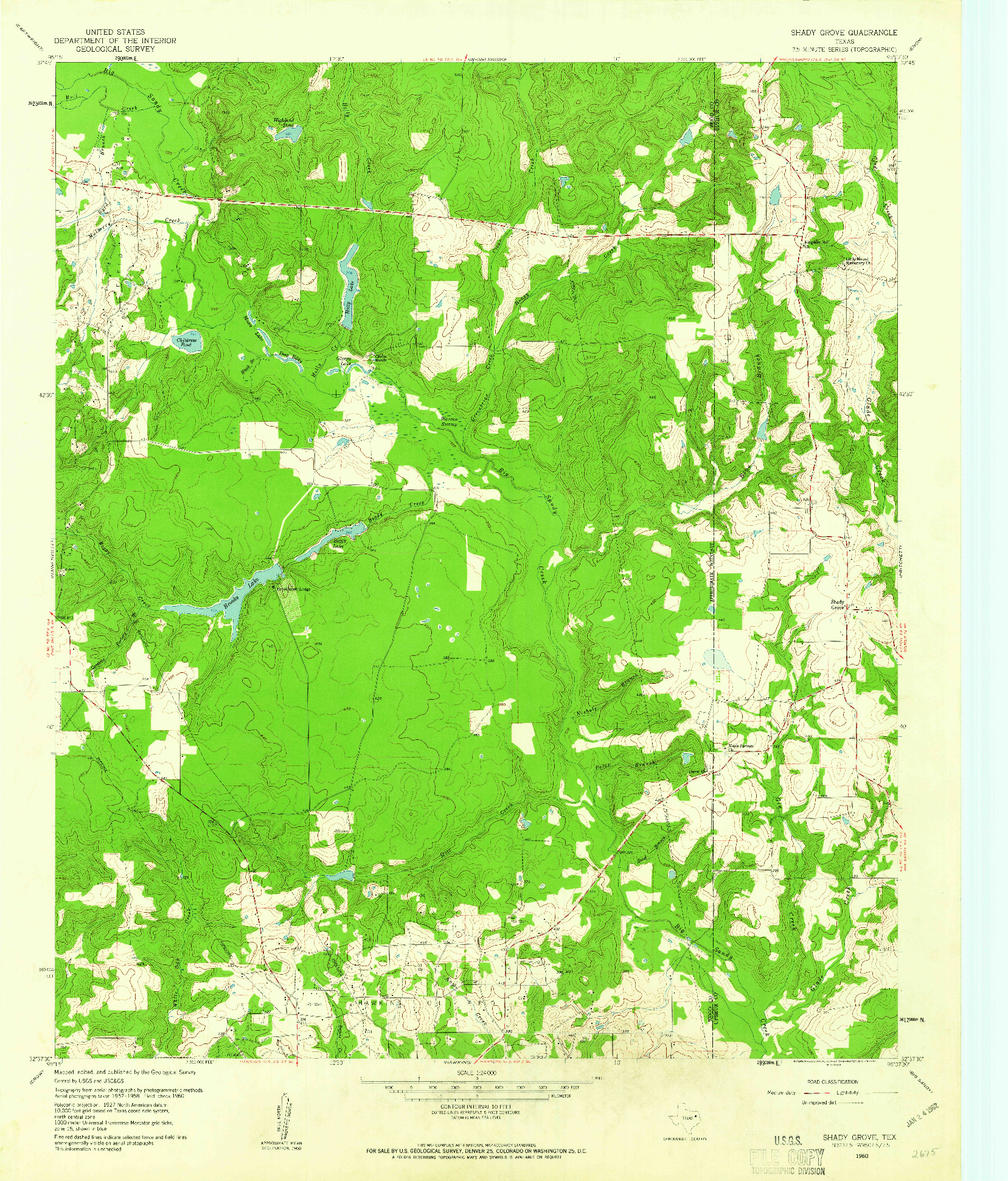 USGS 1:24000-SCALE QUADRANGLE FOR SHADY GROVE, TX 1960