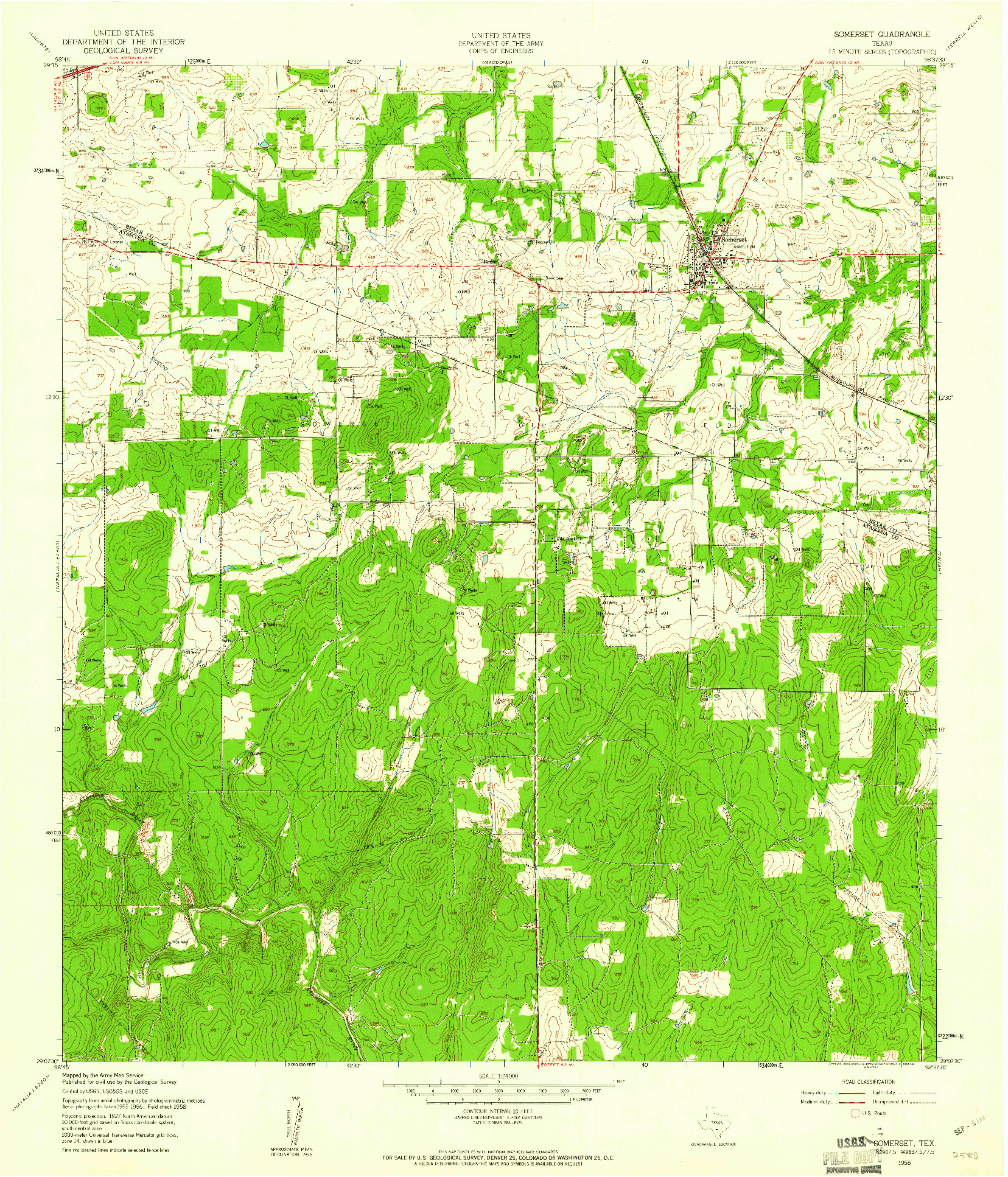 USGS 1:24000-SCALE QUADRANGLE FOR SOMERSET, TX 1958