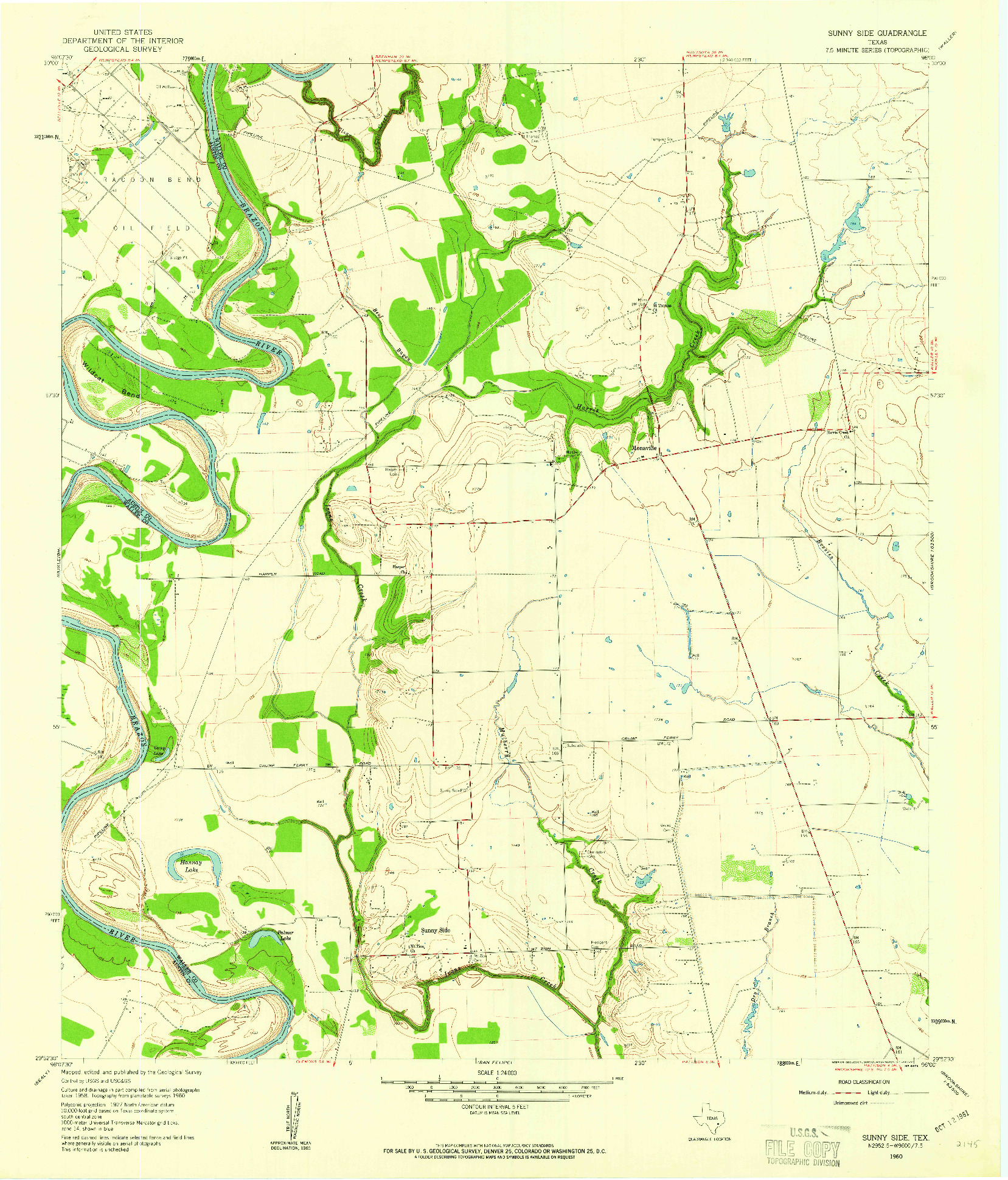 USGS 1:24000-SCALE QUADRANGLE FOR SUNNY SIDE, TX 1960