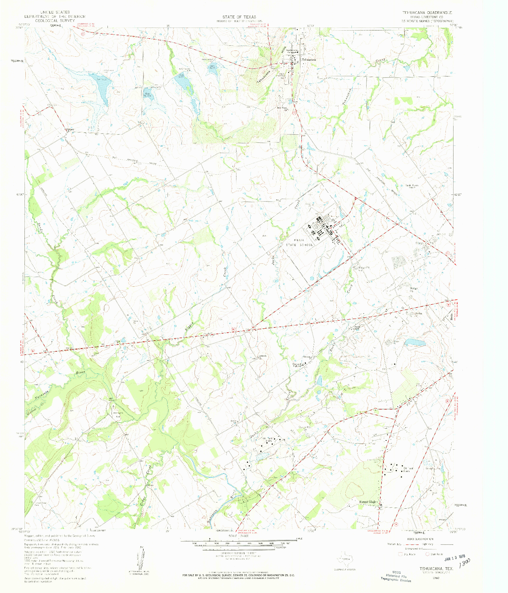 USGS 1:24000-SCALE QUADRANGLE FOR TEHUACANA, TX 1960